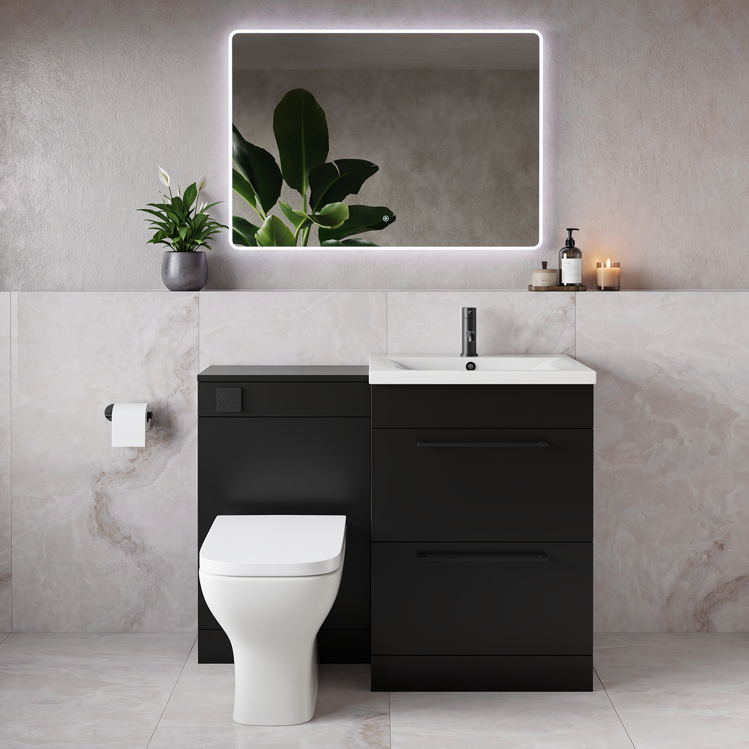 Napoli 460 2 Drawer Vanity Unit Toilet Suite with Glide Basin