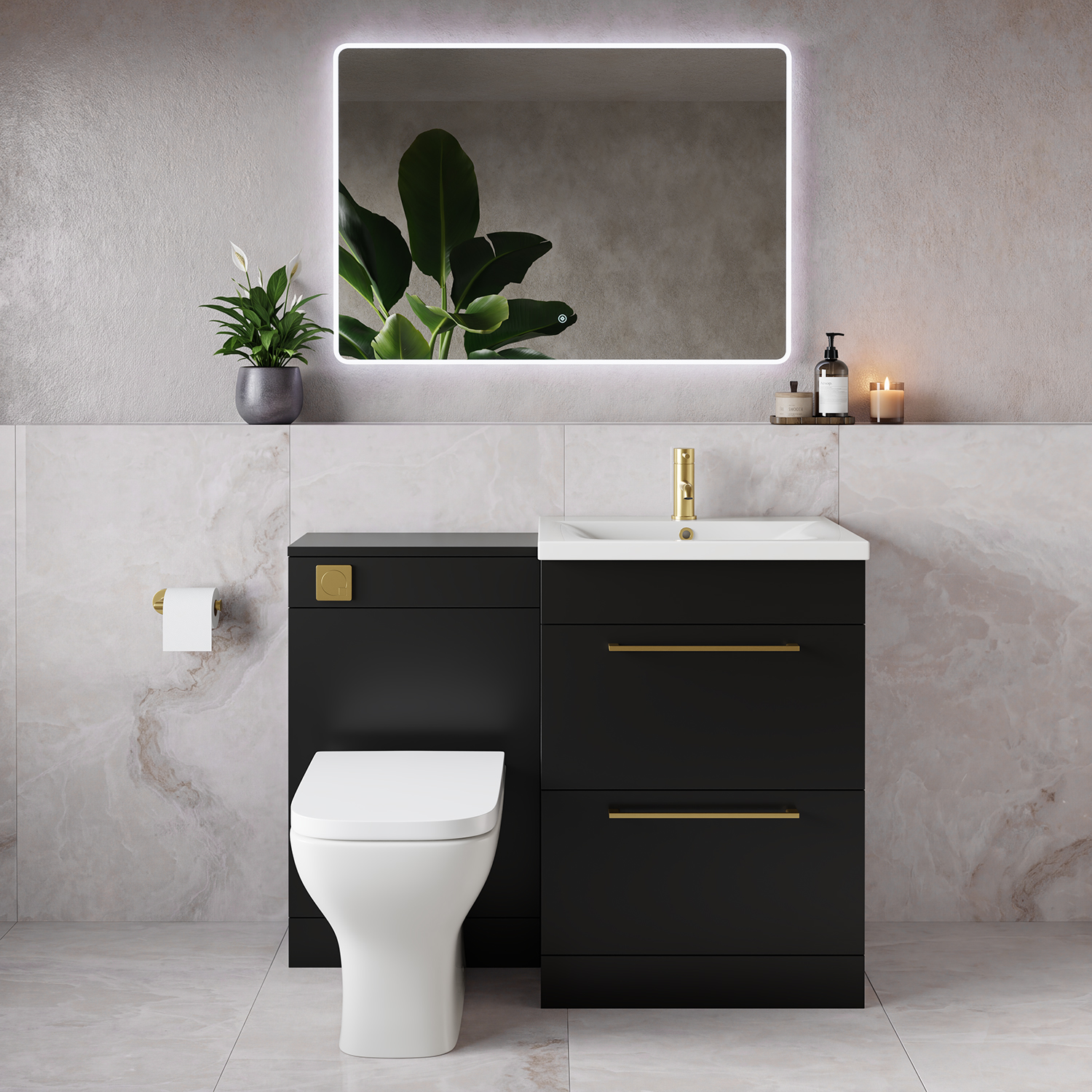 Napoli 460 2 Drawer Vanity Unit Toilet Suite with Glide Basin