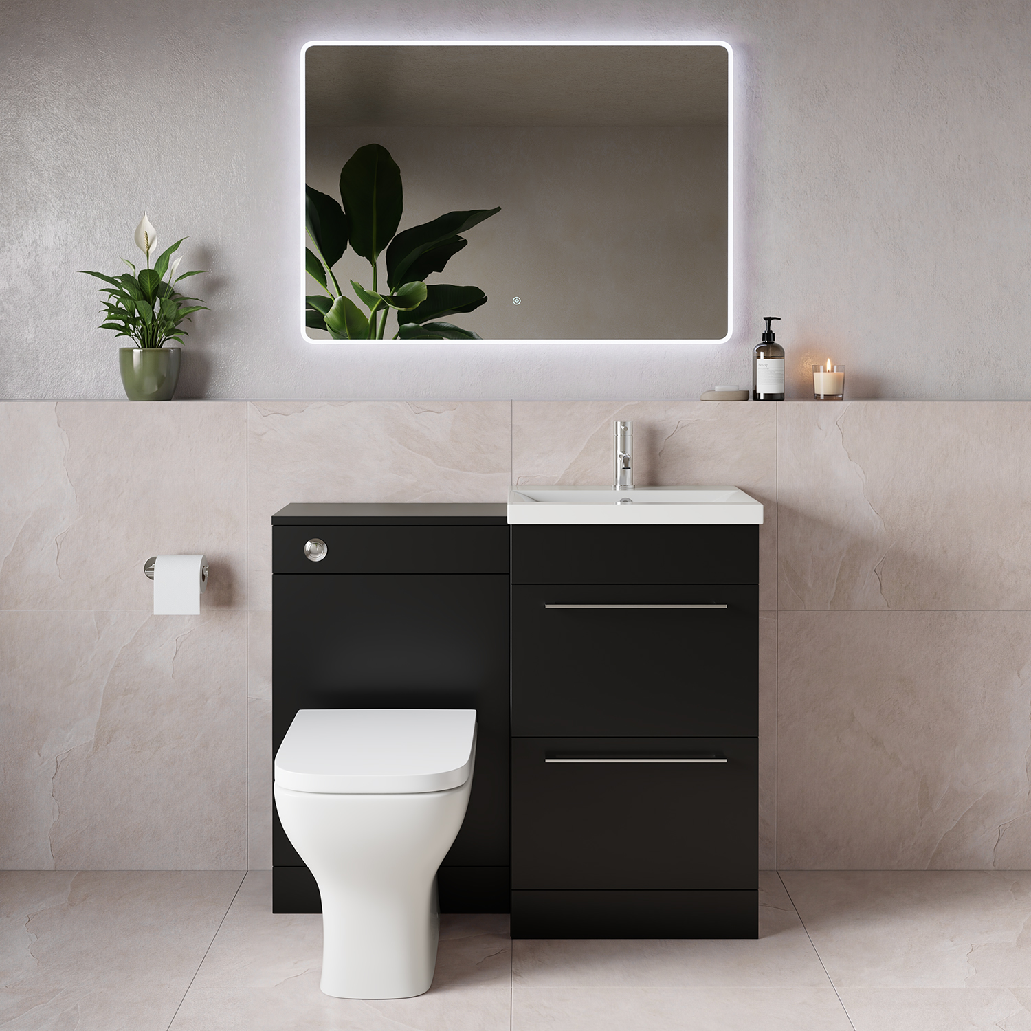 Napoli 390 2 Drawer Vanity Unit Toilet Suite with Glide Basin