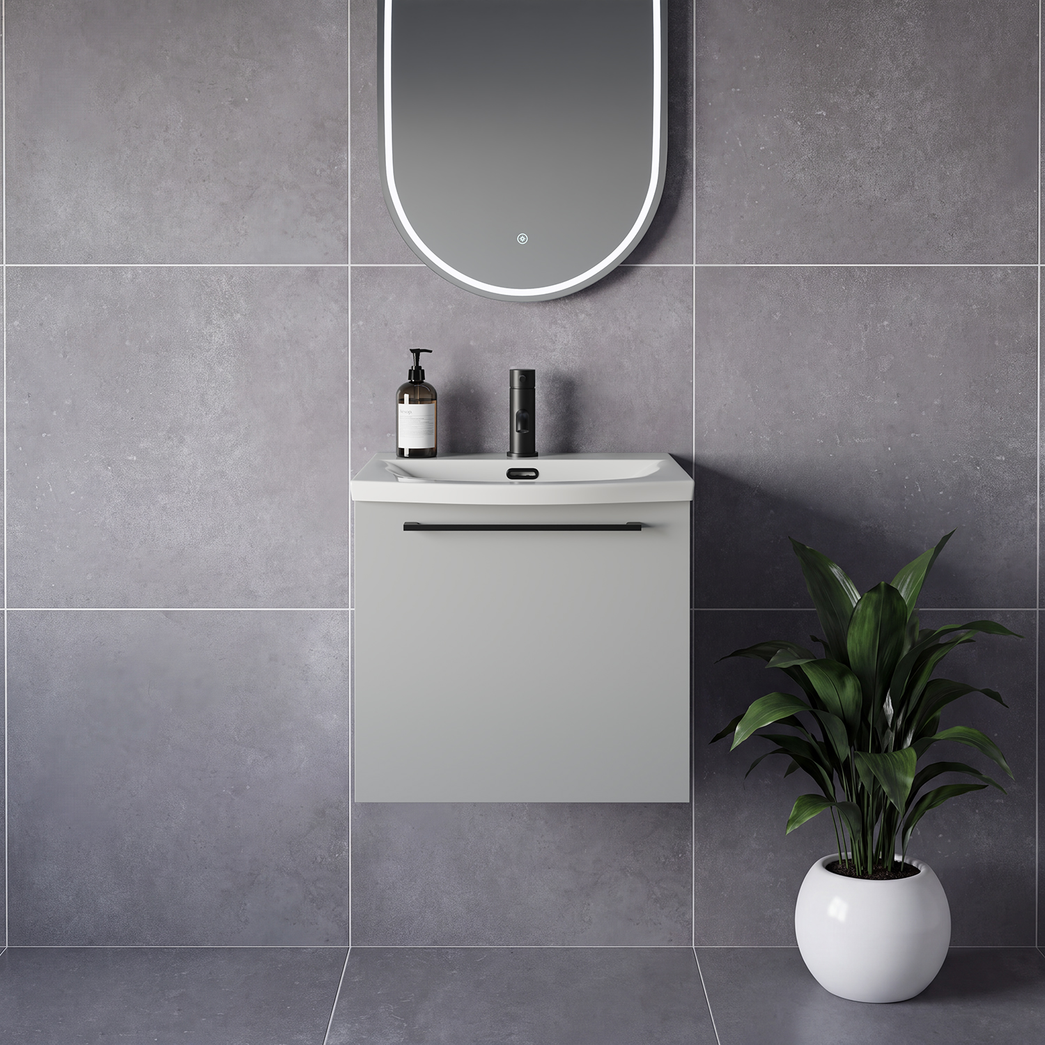 Napoli 390 Wall Mounted Single Drawer Vanity Unit with Arc Basin