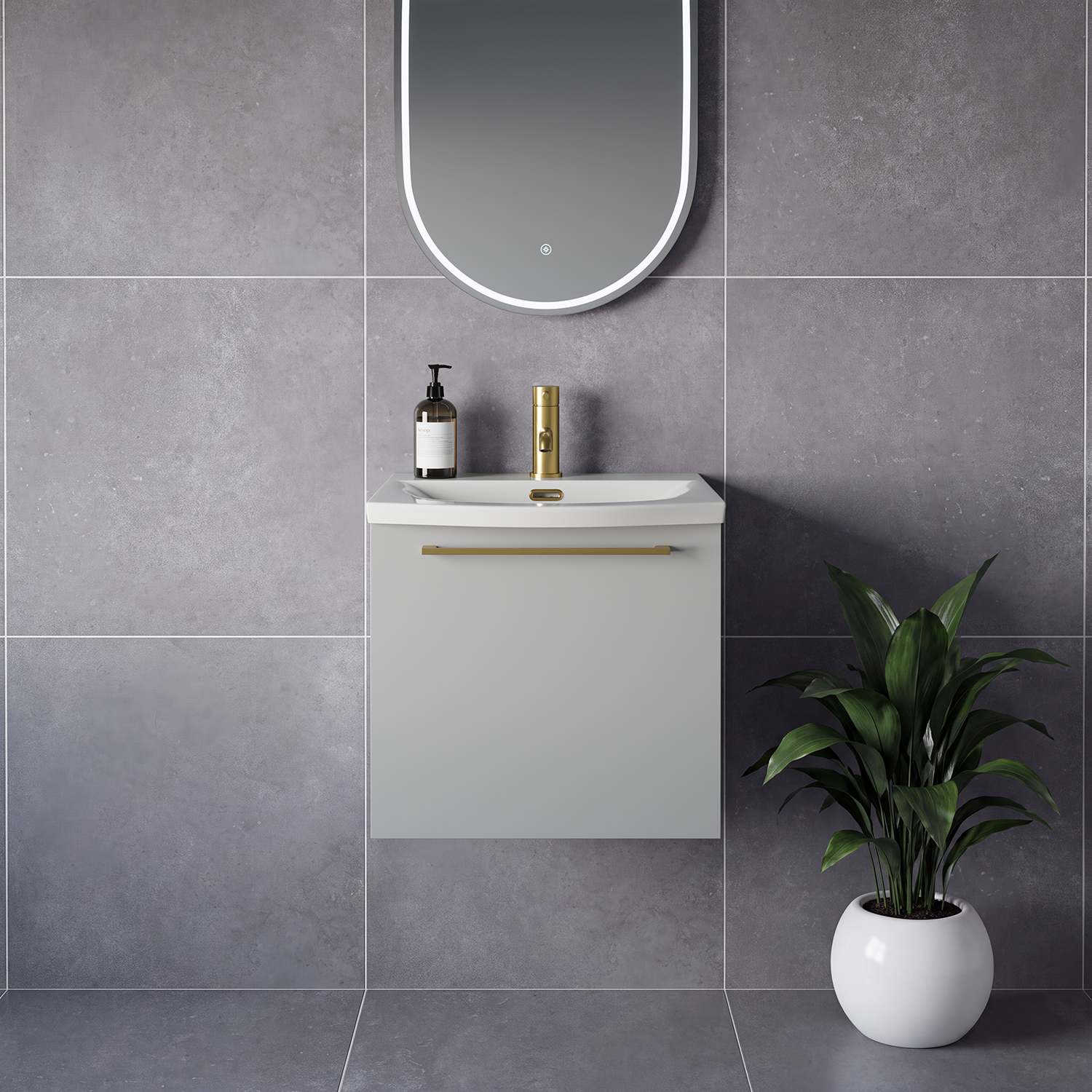 Napoli 390 Wall Mounted Single Drawer Vanity Unit with Arc Basin