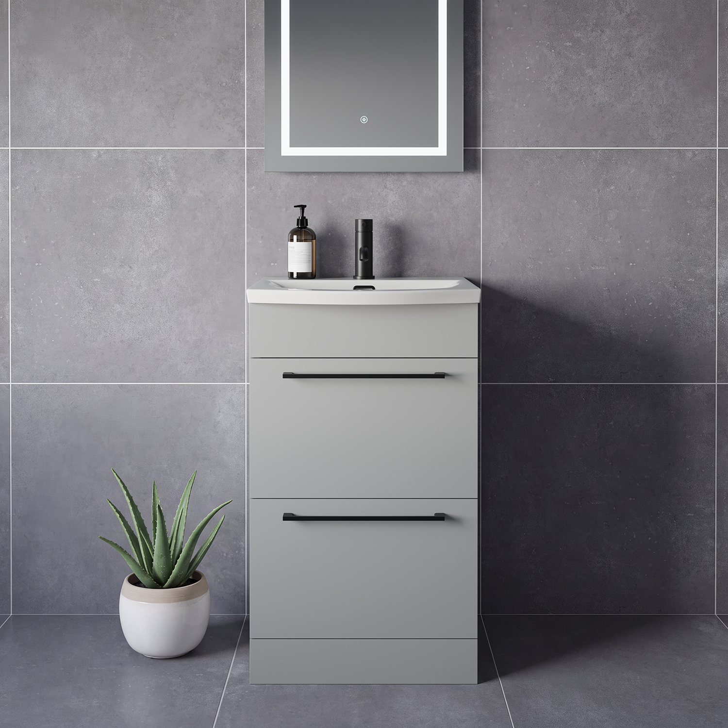 Napoli 390 2 Drawer Vanity Unit with Arc Basin