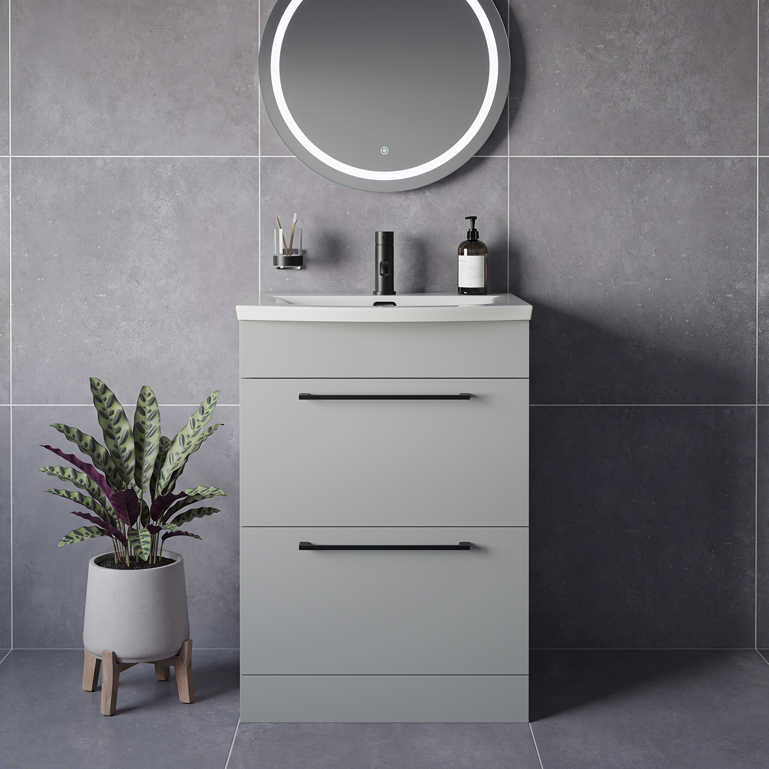 Napoli 390 2 Drawer Vanity Unit with Arc Basin