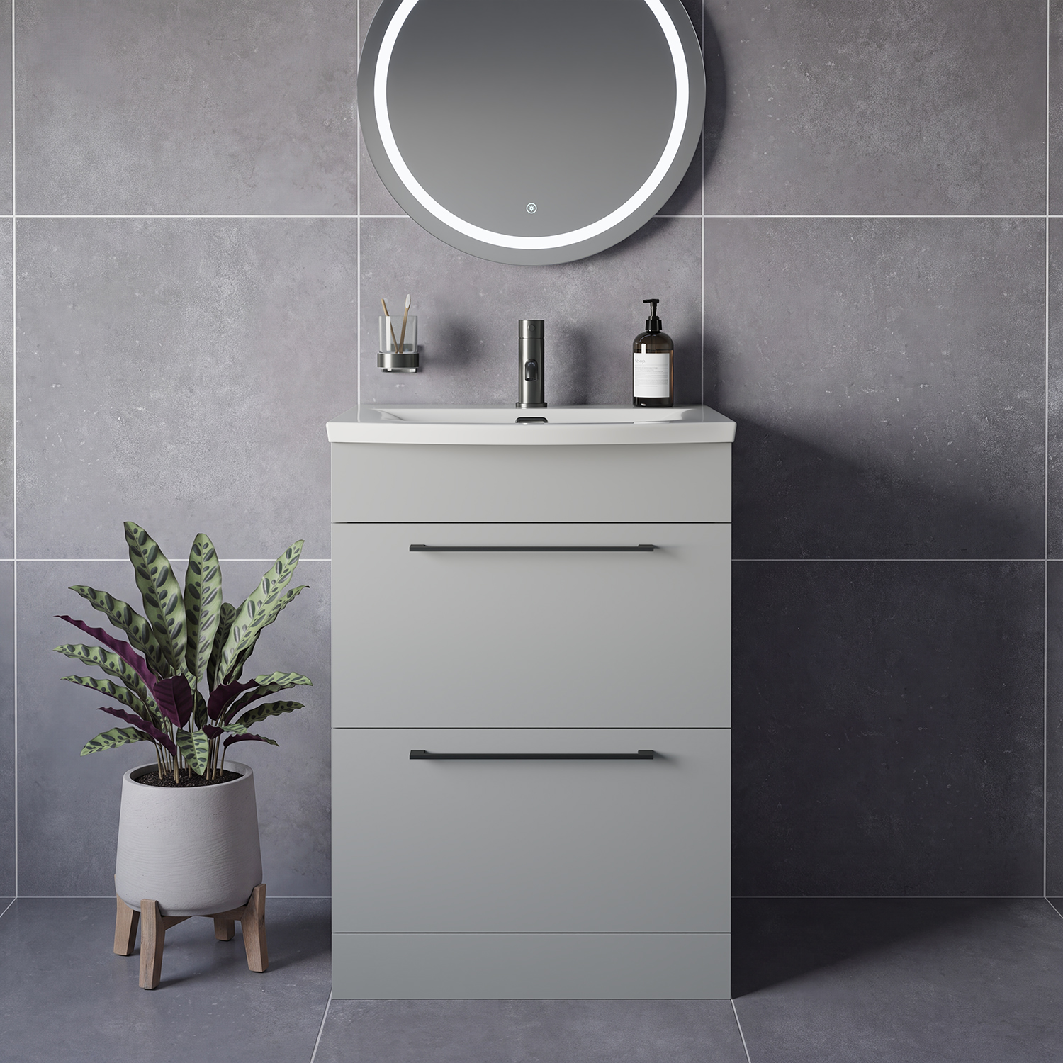 Napoli 390 2 Drawer Vanity Unit with Arc Basin