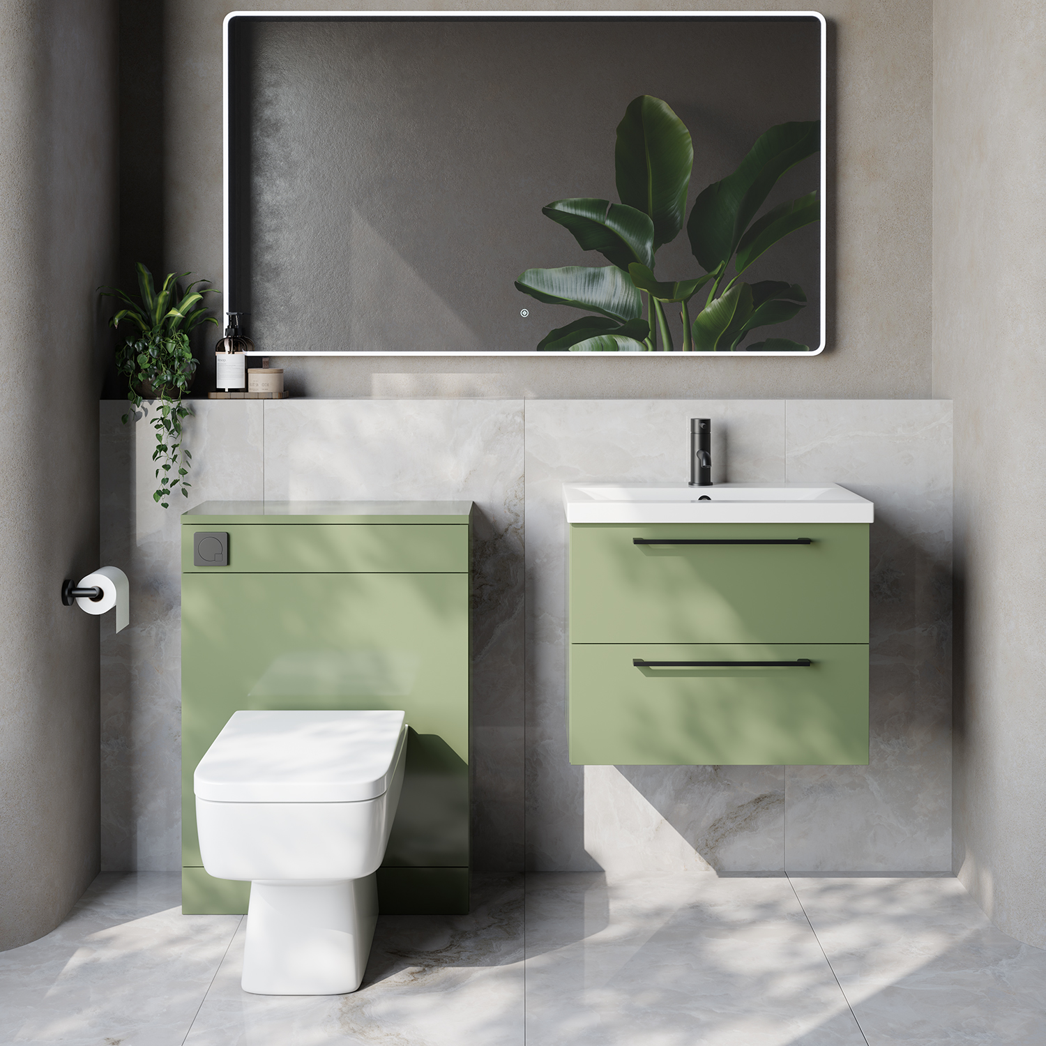 Napoli 390 Cento Wall Mounted 2 Drawer Vanity Unit and Toilet Suite with Glide Basin