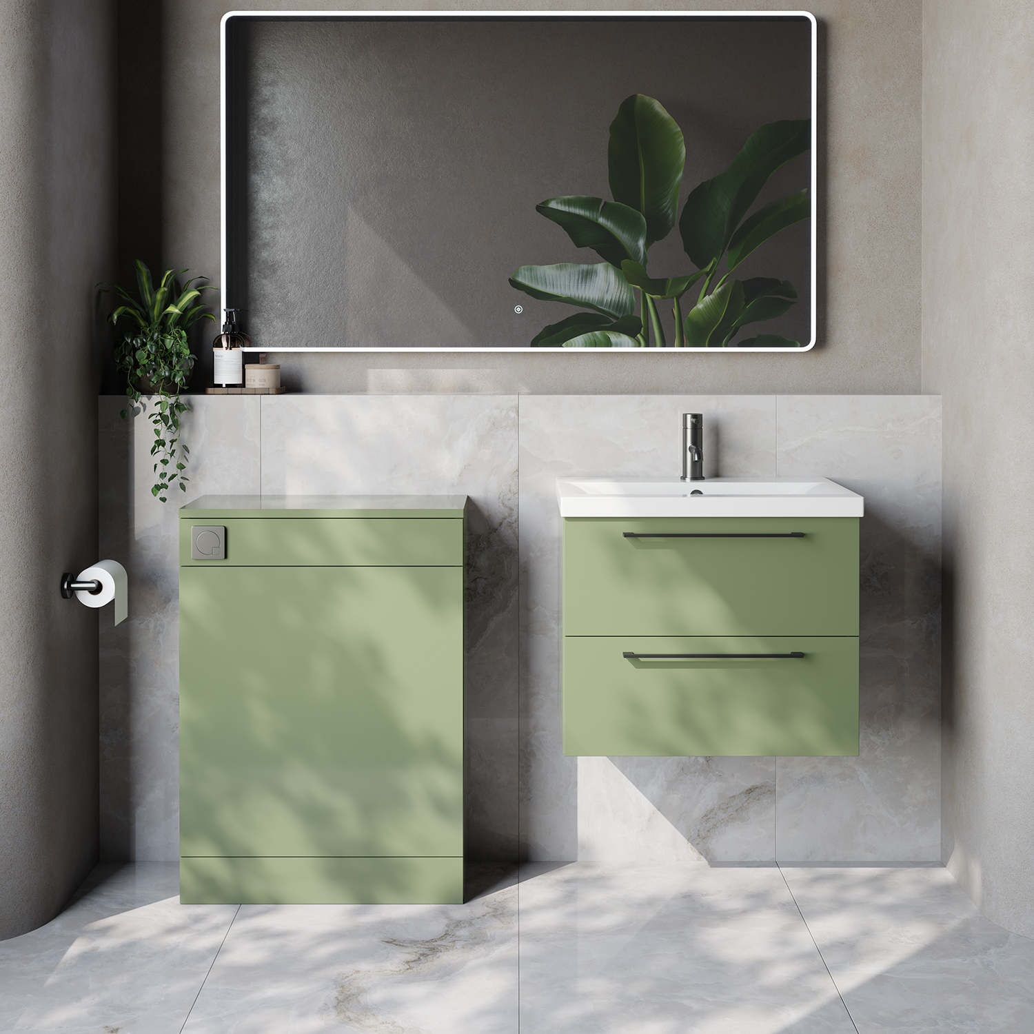 Napoli 390 Cento Wall Mounted 2 Drawer Vanity Unit and Toilet Suite with Glide Basin