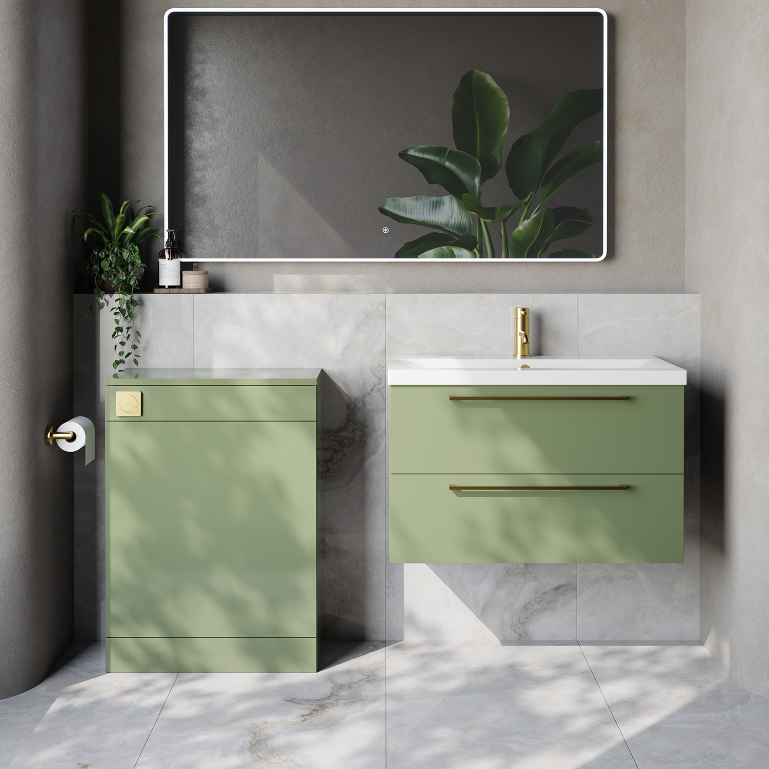 Napoli 390 Cento Wall Mounted 2 Drawer Vanity Unit and Toilet Suite with Glide Basin