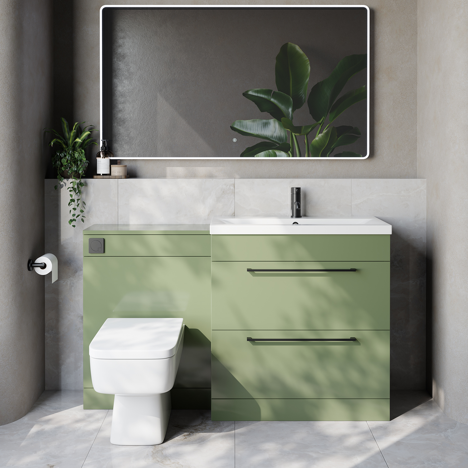 Napoli 390 Cento 2 Drawer Vanity Unit Toilet Suite with Glide Basin