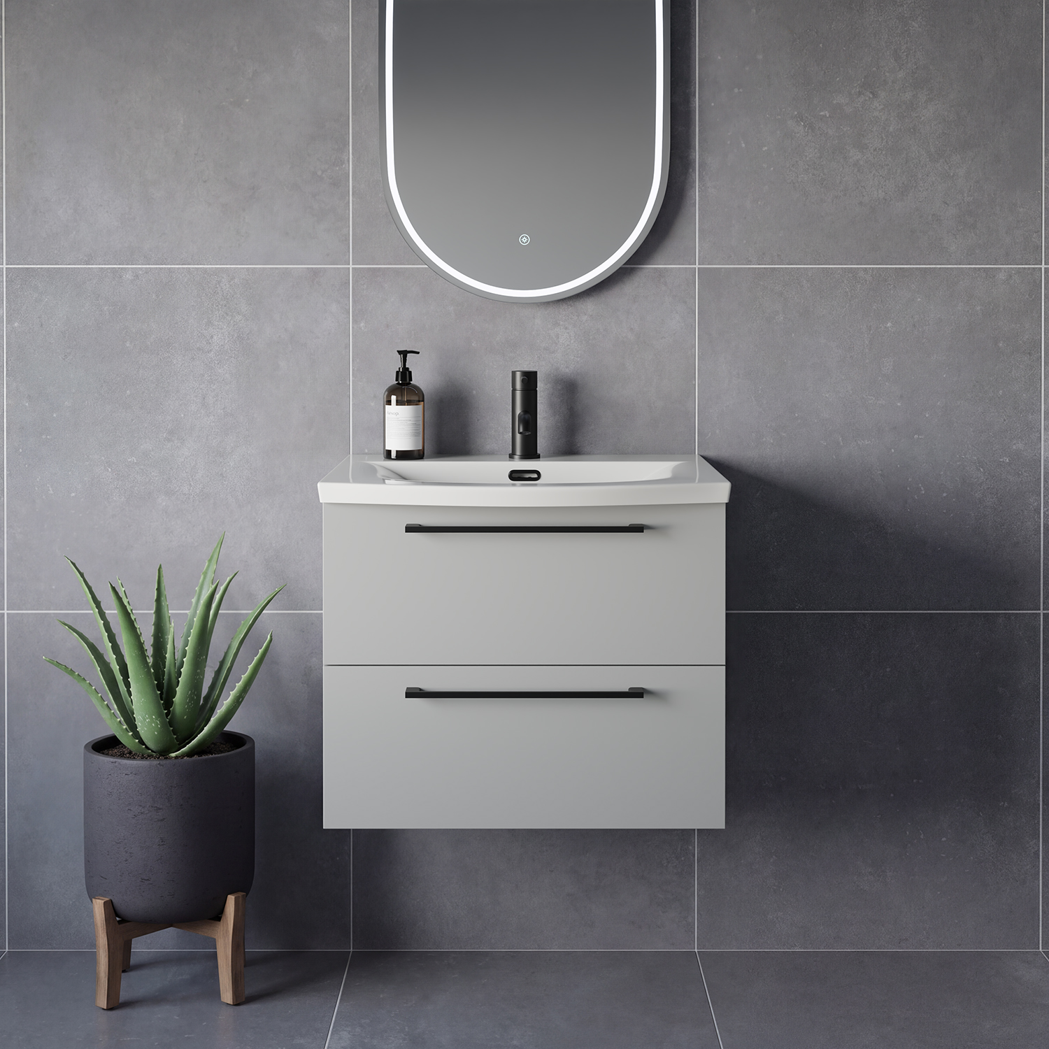 Napoli 390 Wall Mounted 2 Drawer Vanity Unit with Arc Basin