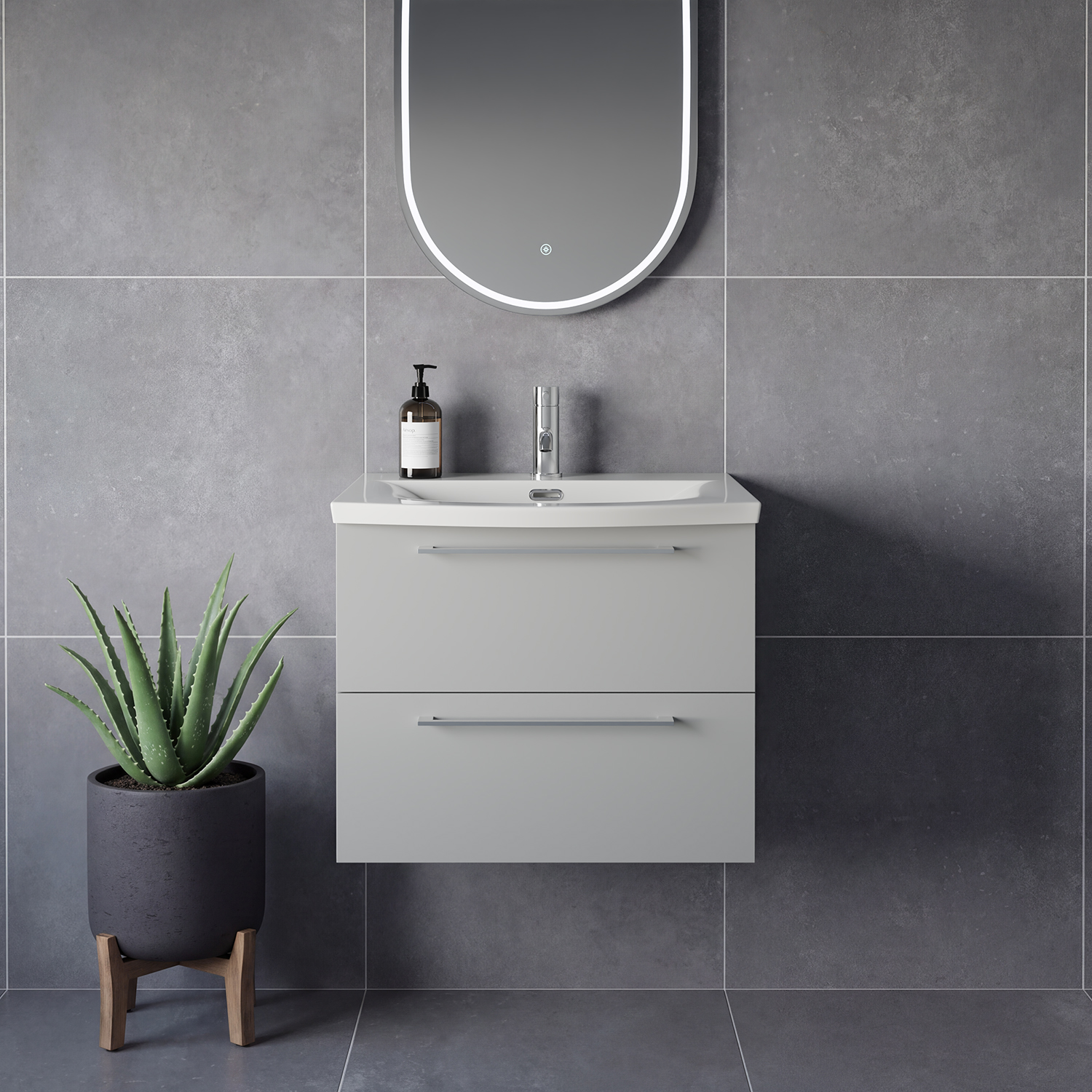 Napoli 390 Wall Mounted 2 Drawer Vanity Unit with Arc Basin