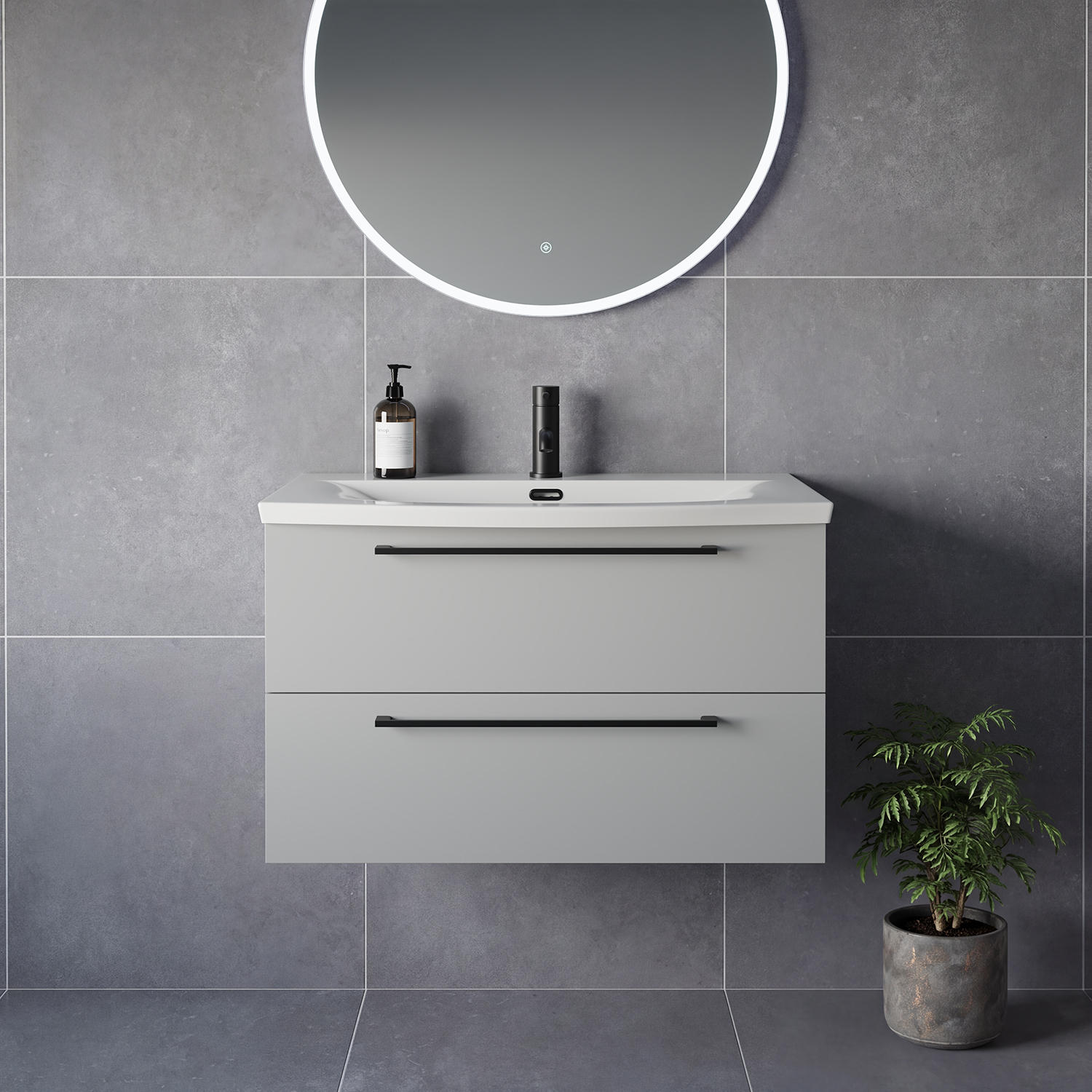 Napoli 390 Wall Mounted 2 Drawer Vanity Unit with Arc Basin