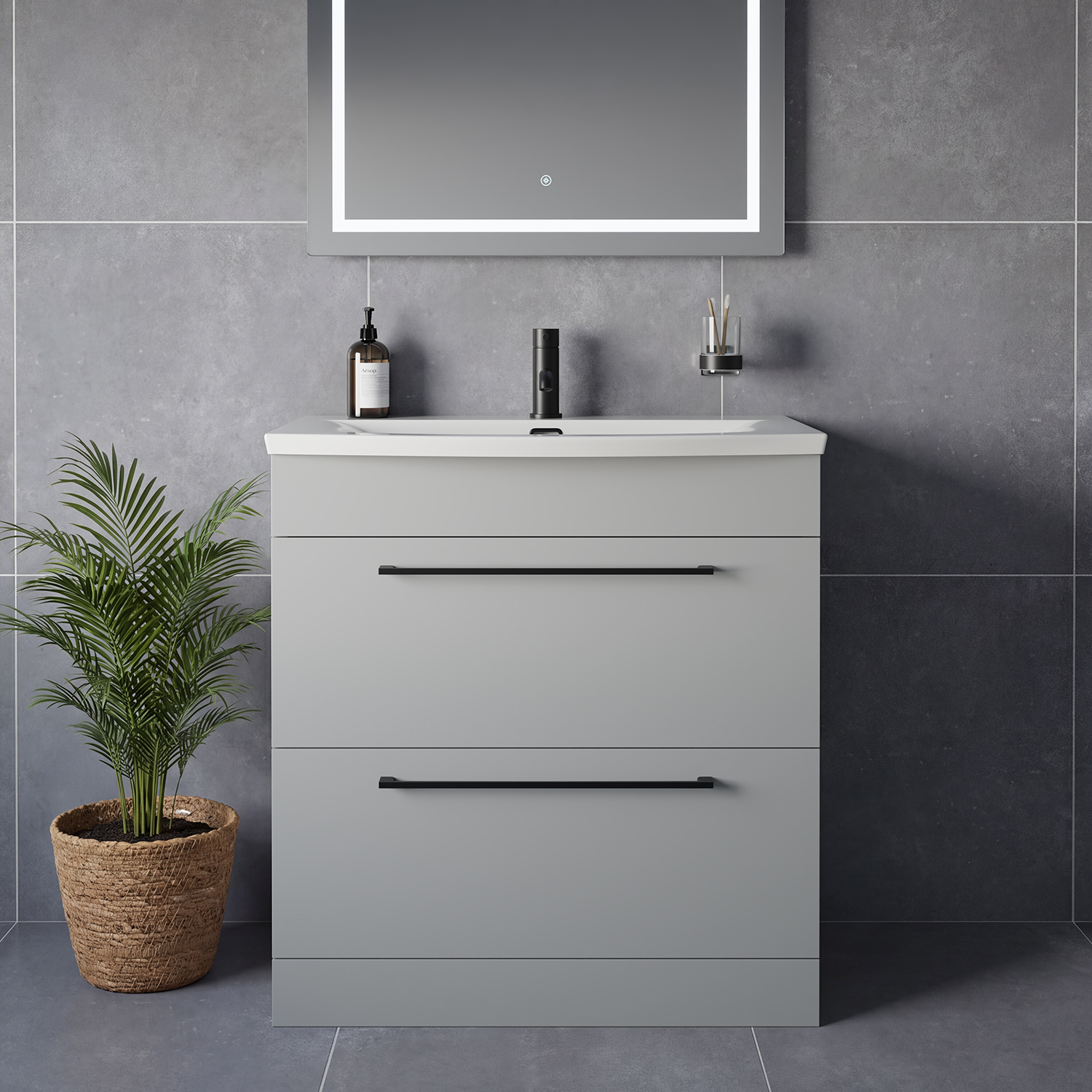 Napoli 390 2 Drawer Vanity Unit with Arc Basin