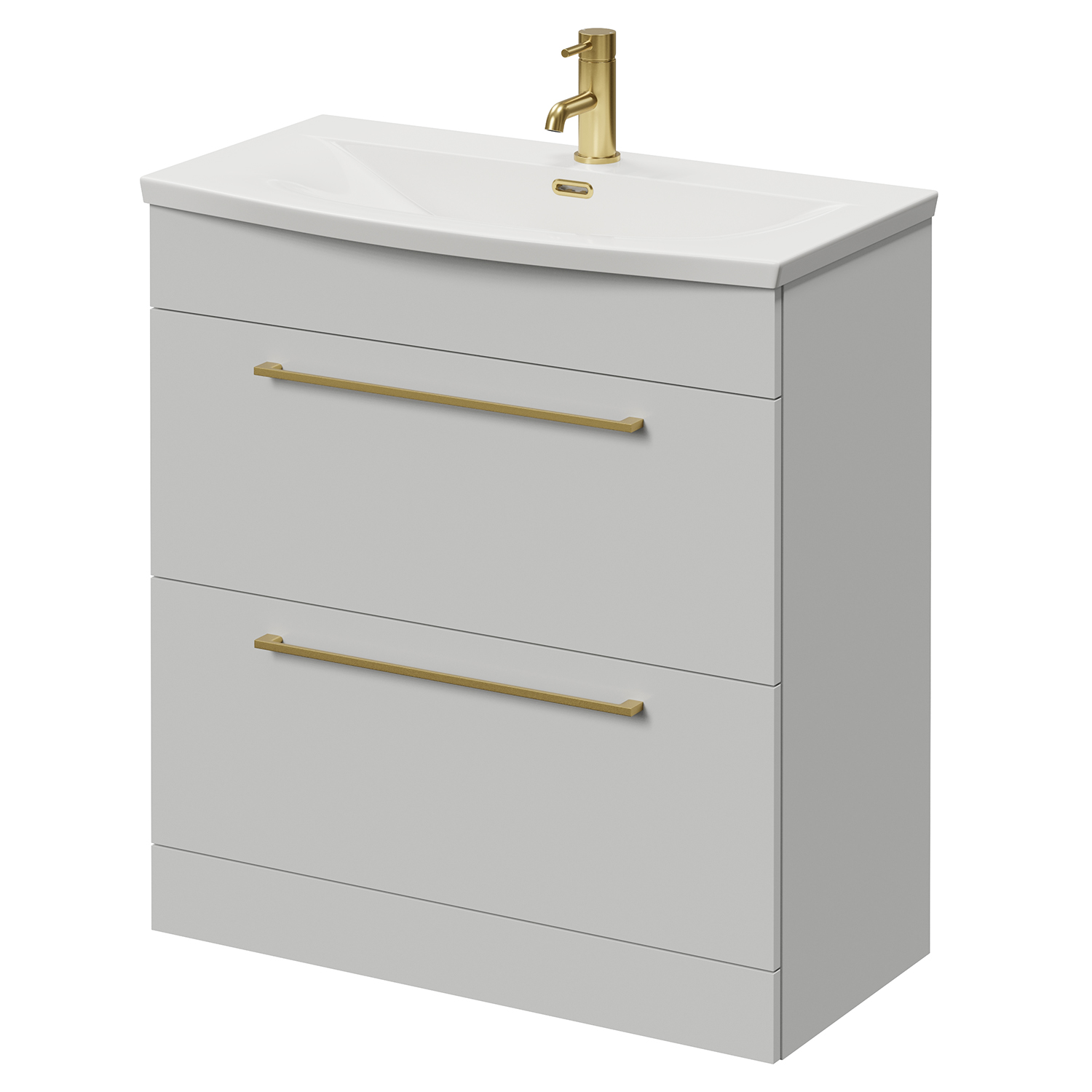 Napoli Gloss Grey Pearl 390 2 Drawer Vanity Unit With Arc Basin | | Mdf | 800Mm