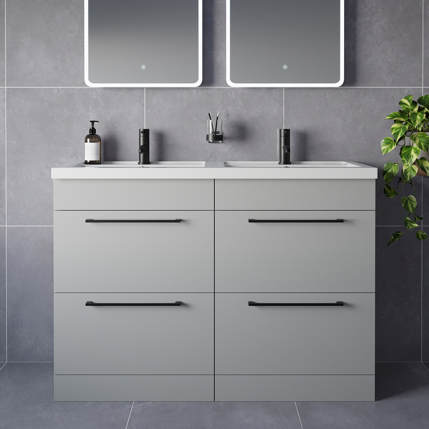 Napoli 390 4 Drawer Vanity Unit with Double Lucia Basins