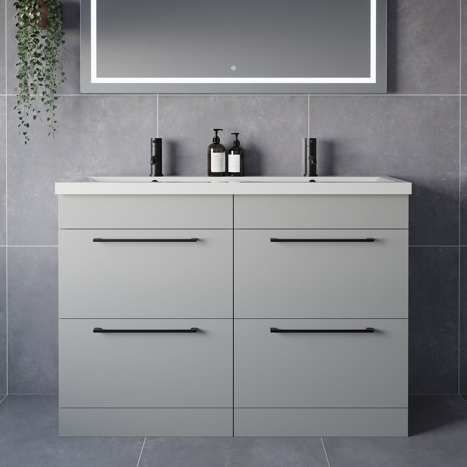 Napoli 390 4 Drawer Vanity Unit with Double Glide Basins