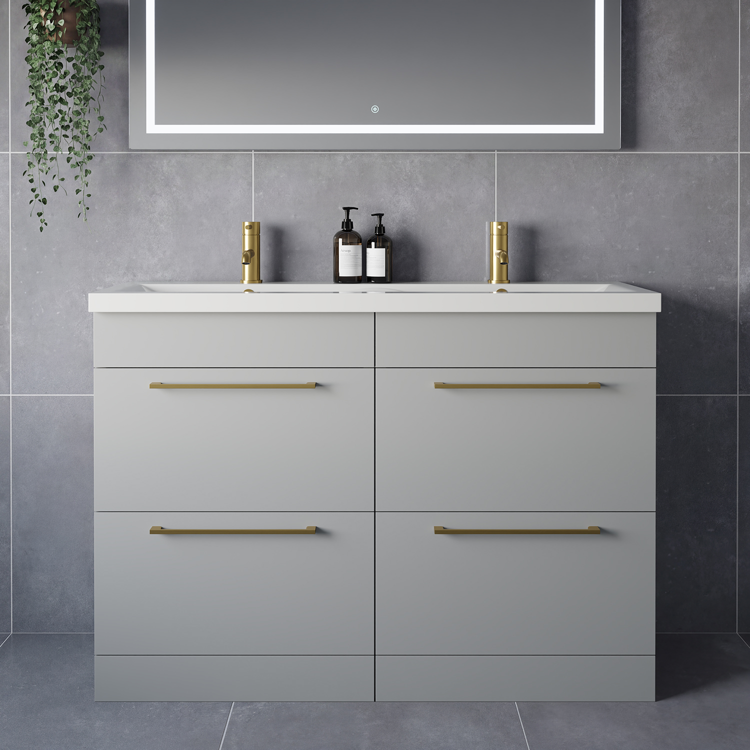 Napoli 390 4 Drawer Vanity Unit with Double Glide Basins