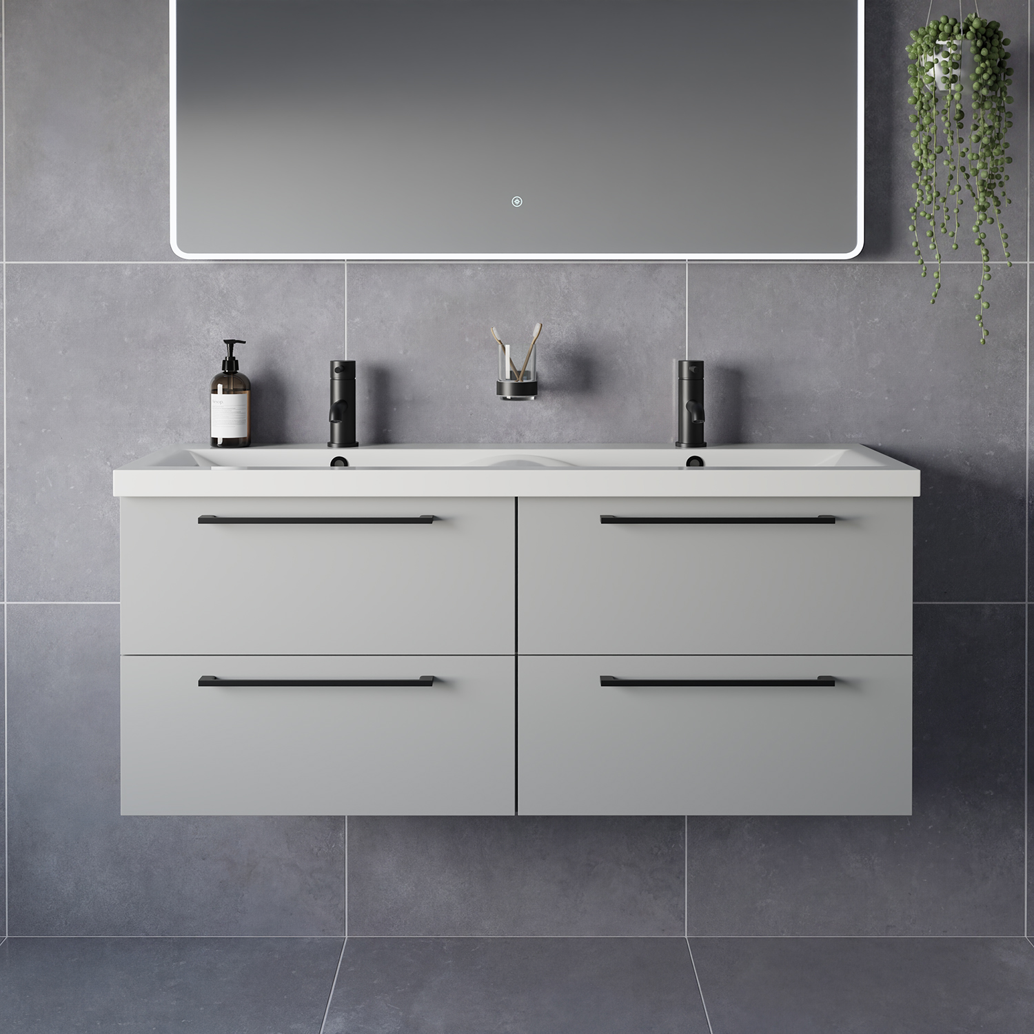Napoli 390 Wall Mounted 4 Drawer Vanity Unit with Double Glide Basins
