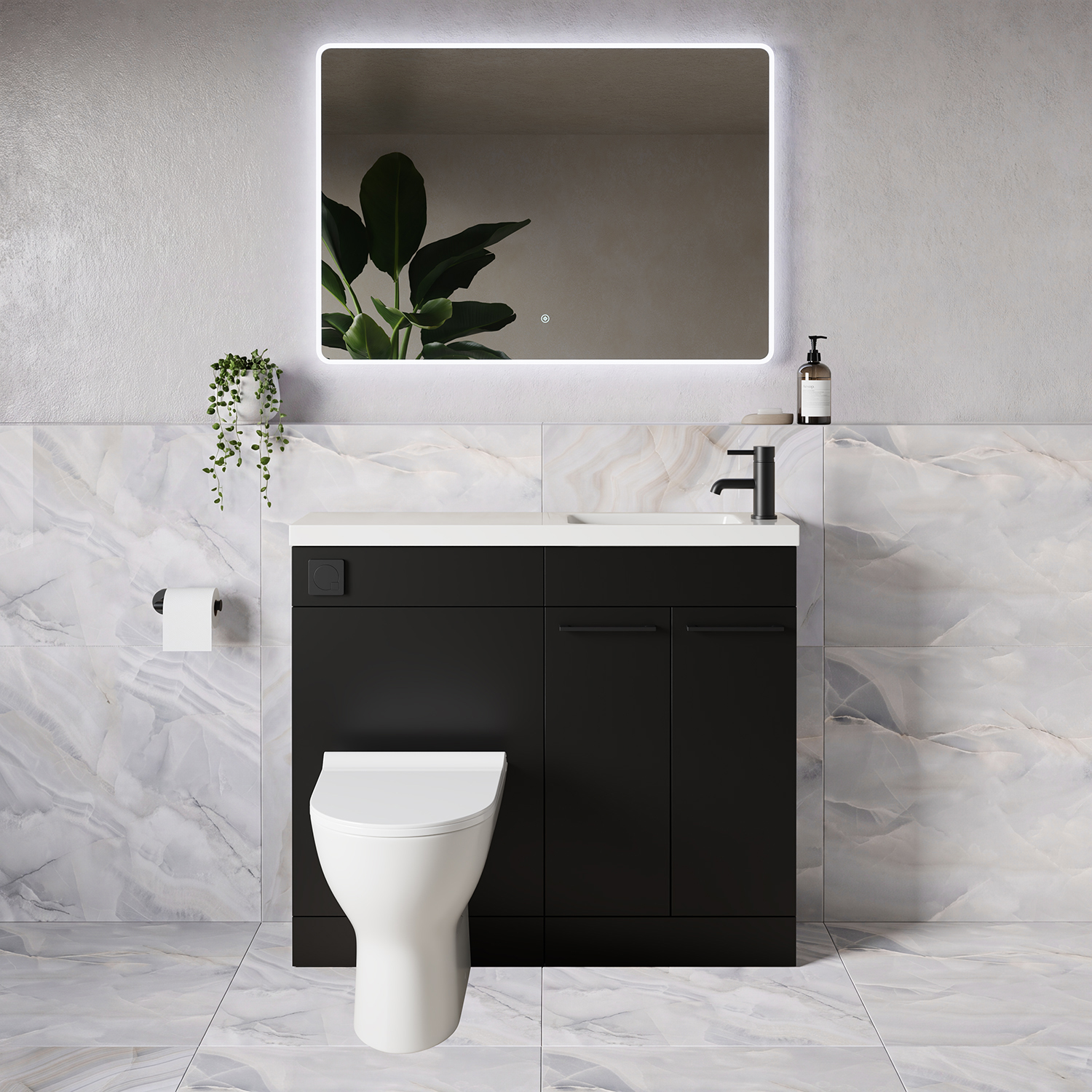 Napoli 250 2 Door Vanity Unit Toilet Suite with Round Silvo Basin