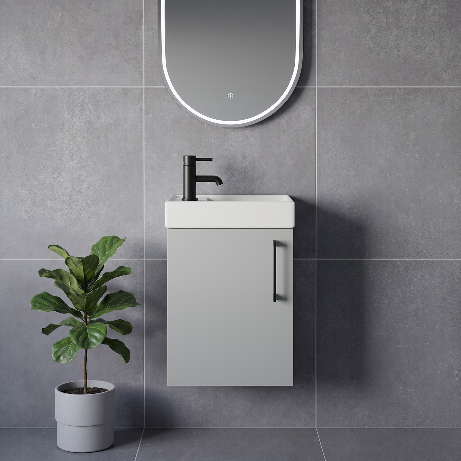 Napoli Cube Wall Mounted Single Door Vanity Unit with Align Basin