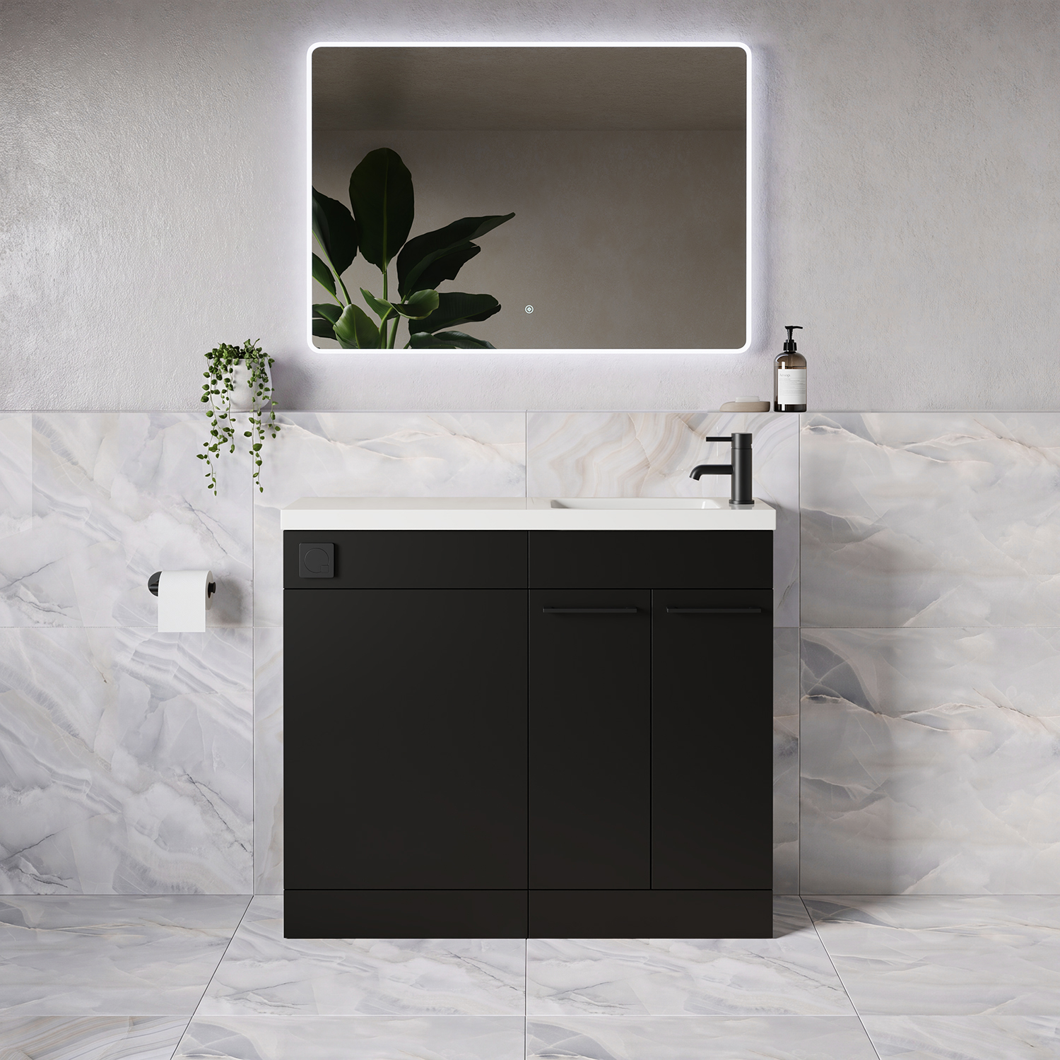 Napoli 250 2 Door Vanity Unit Toilet Suite with Round Silvo Basin