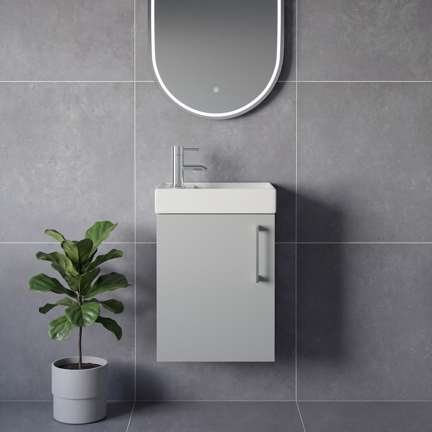 Napoli Cube Wall Mounted Single Door Vanity Unit with Align Basin