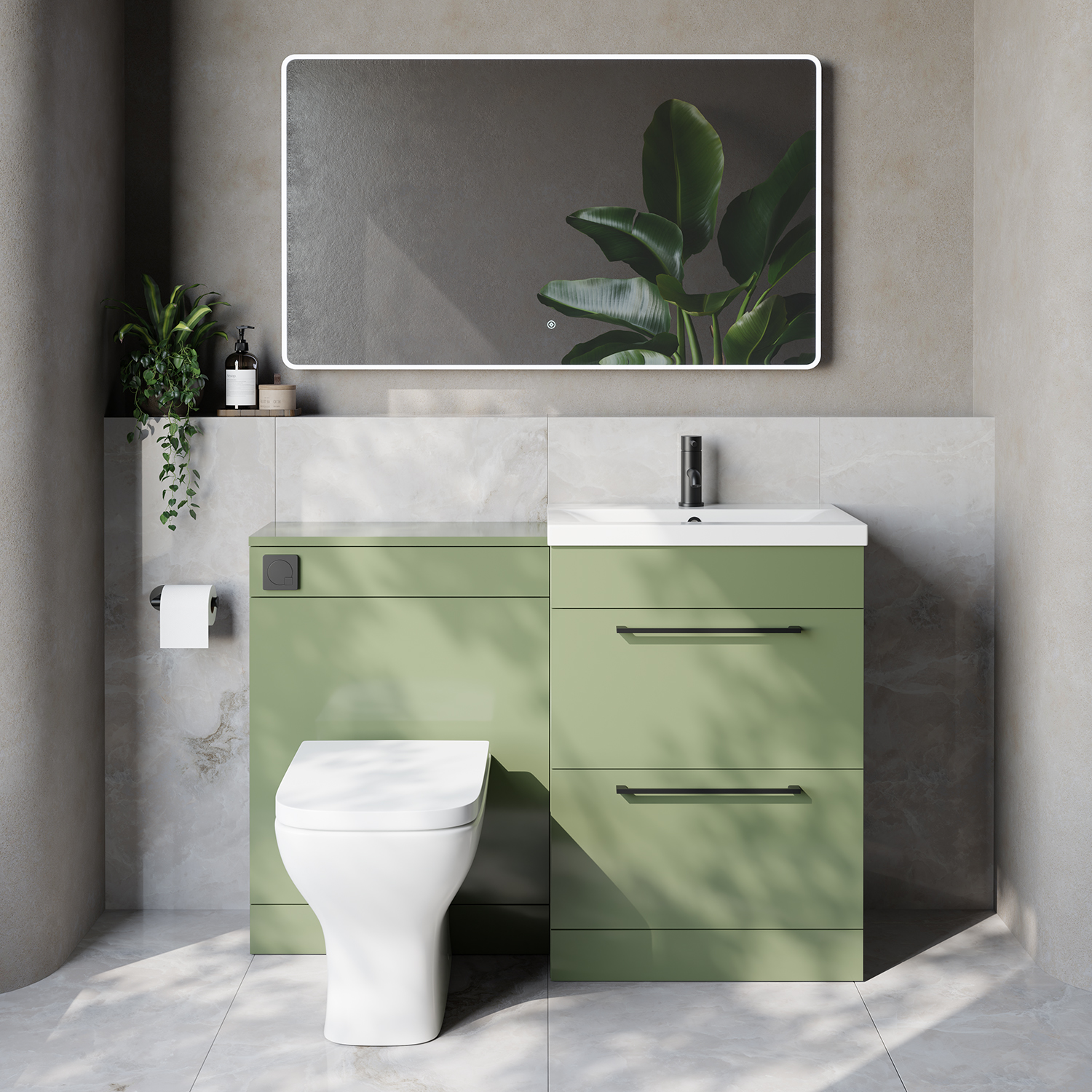 Napoli 390 Cento 2 Drawer Vanity Unit Toilet Suite with Glide Basin