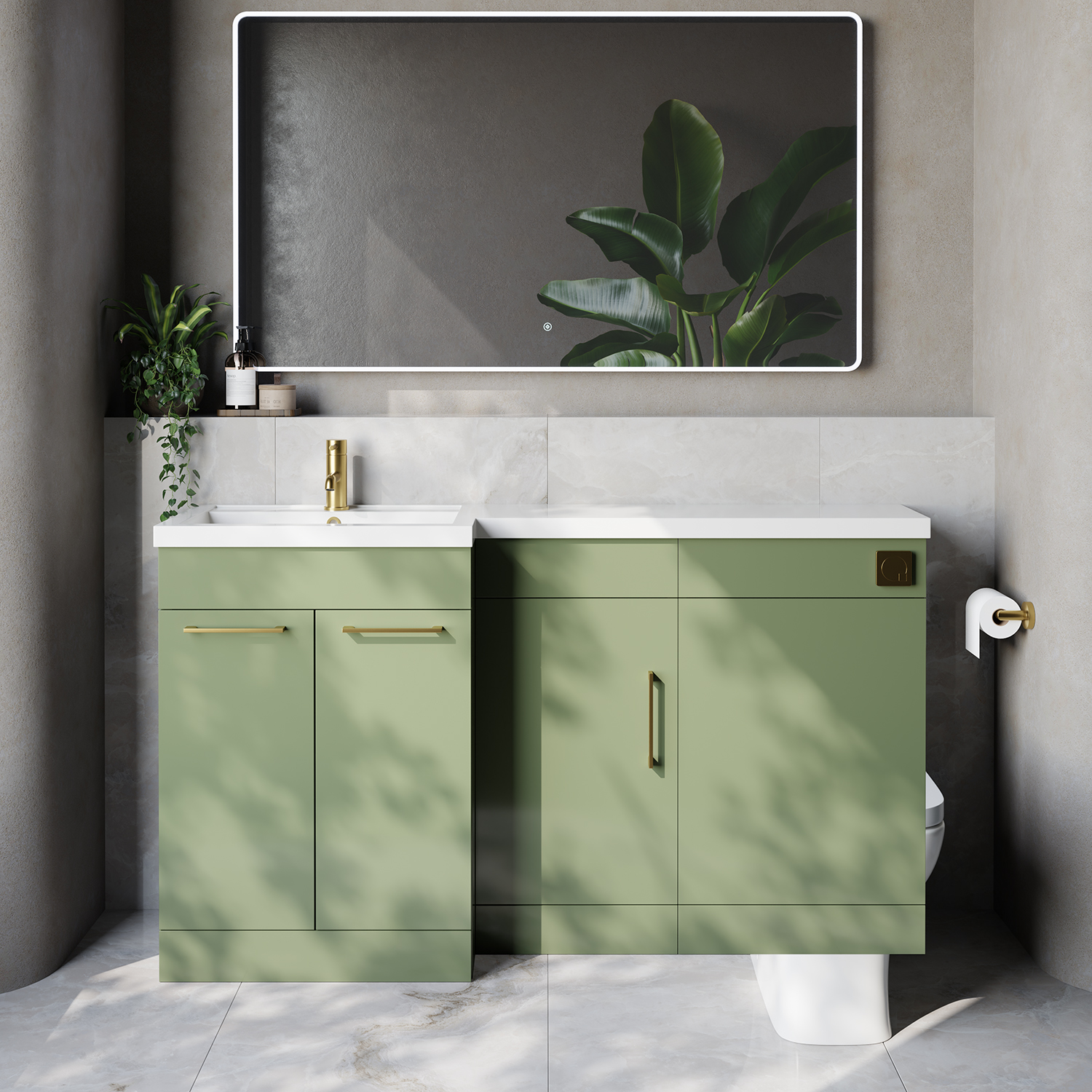 Napoli 390 3 Door Vanity Unit Toilet Suite with Left Hand Square Lucia Basin