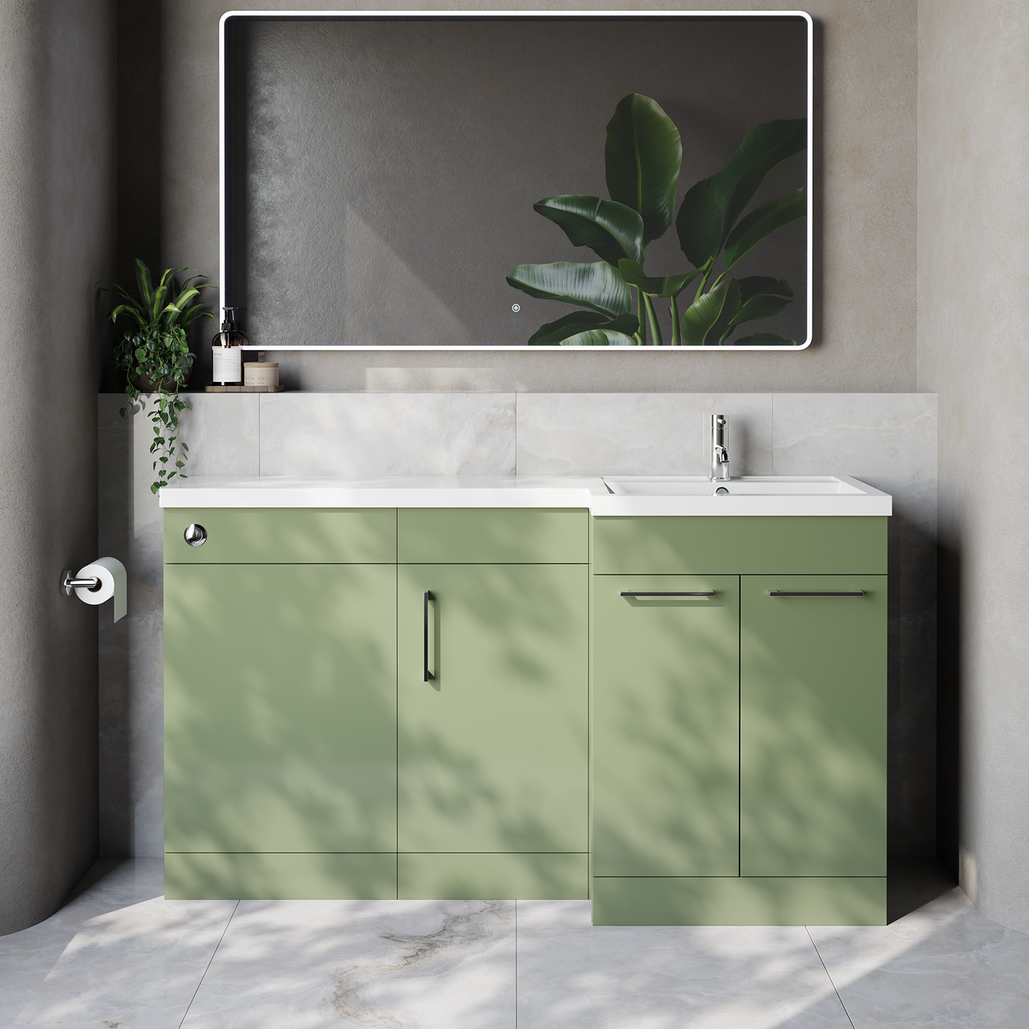 Napoli 390 3 Door Vanity Unit Toilet Suite with Right Hand Square Lucia Basin