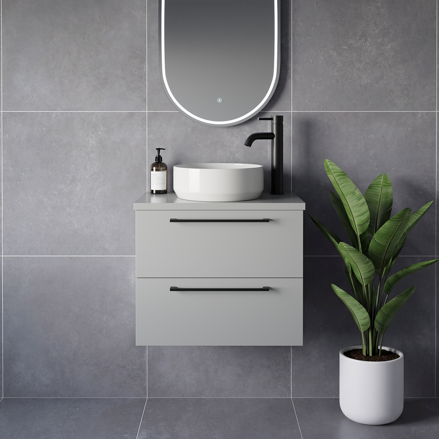 Napoli 390 Wall Mounted 2 Drawer Vanity Unit for Countertop Basins