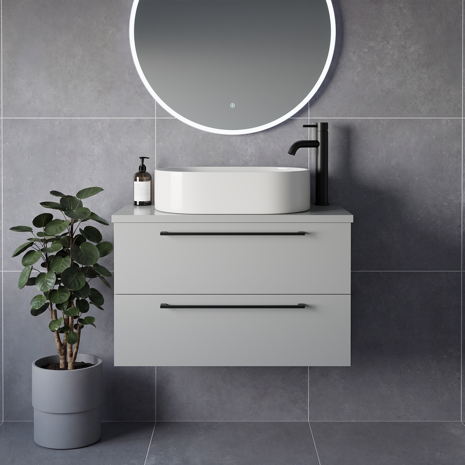 Napoli 390 Wall Mounted 2 Drawer Vanity Unit for Countertop Basins
