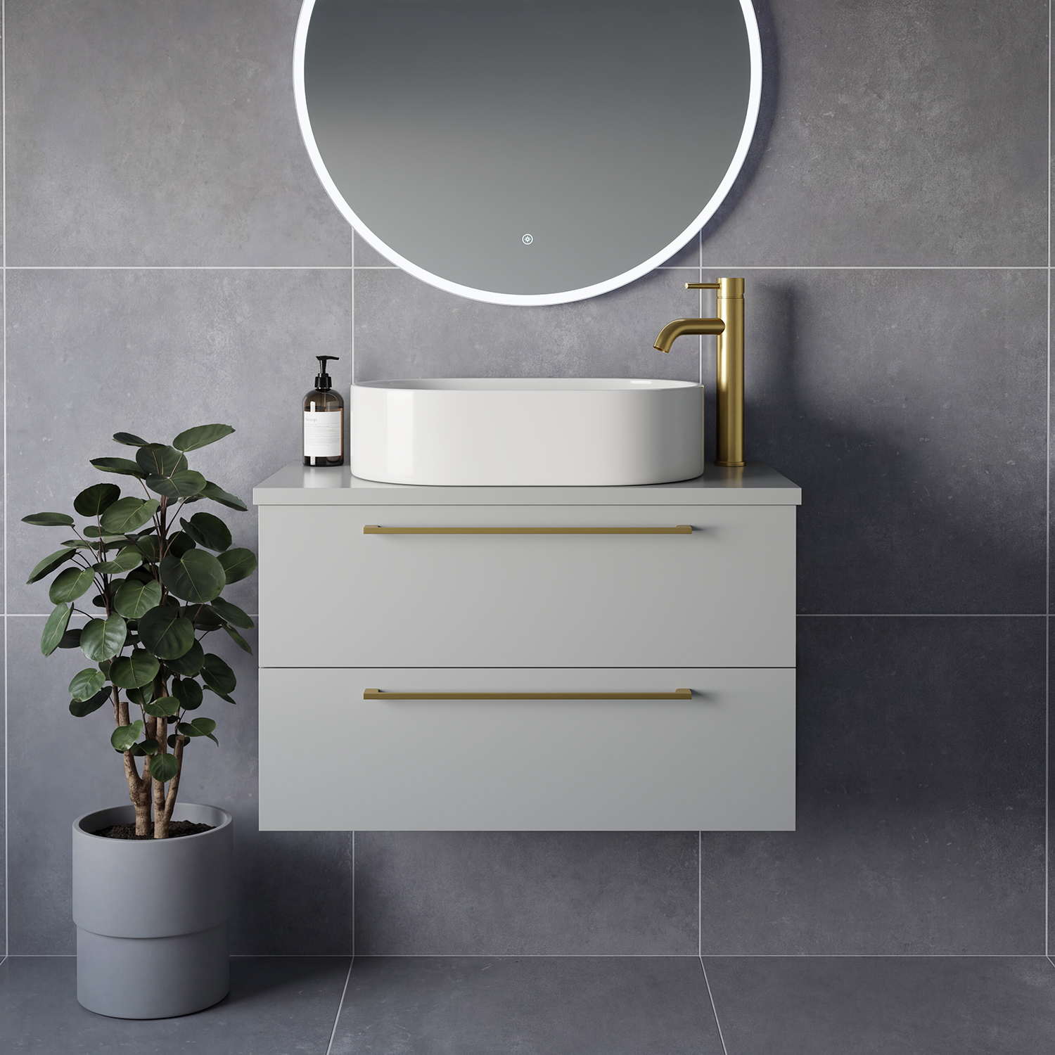Napoli 390 Wall Mounted 2 Drawer Vanity Unit for Countertop Basins