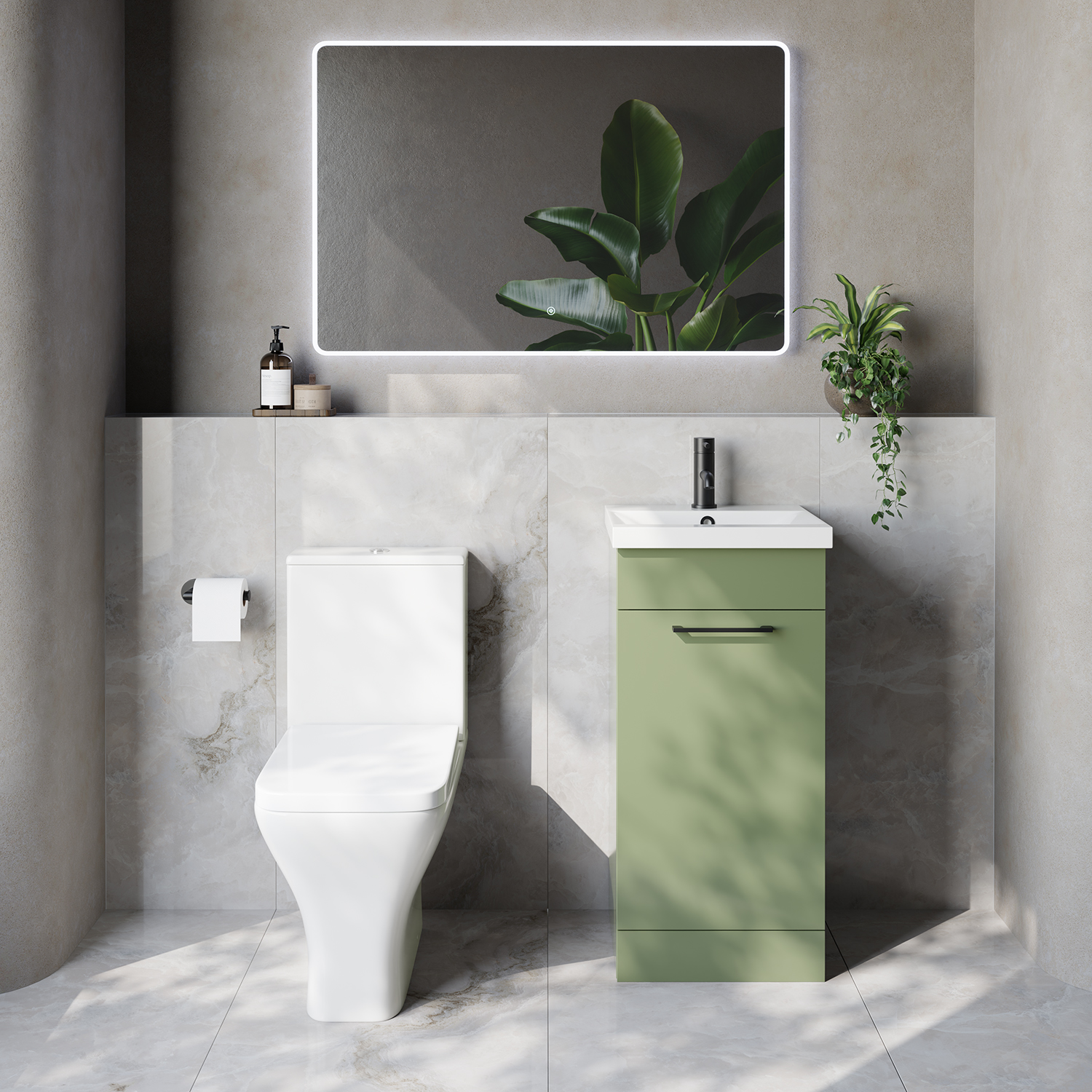 Napoli 390 Single Door Vanity Unit and Kingston Toilet Suite with Glide Basin