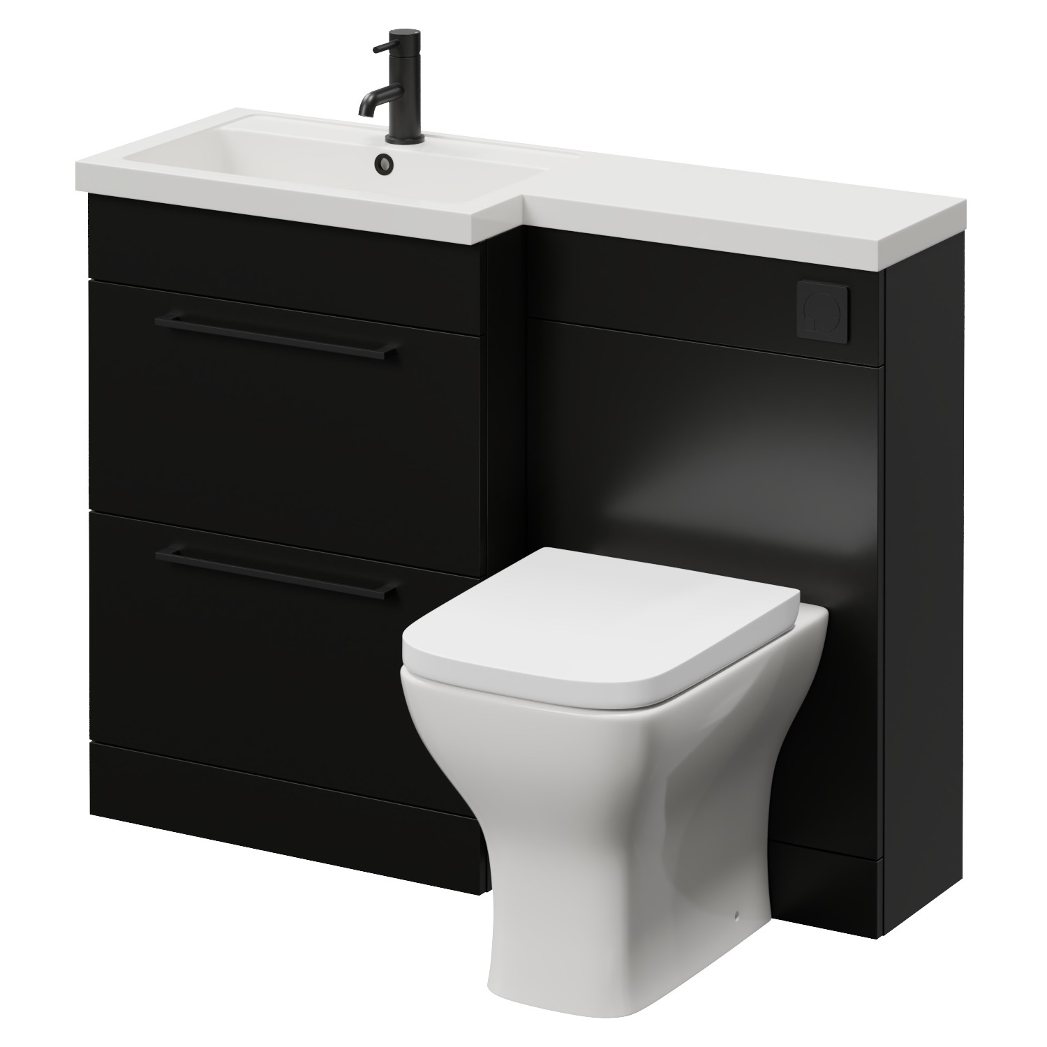 Napoli 390 2 Drawer Vanity Unit Toilet Suite with Square Left Hand Lucia Basin