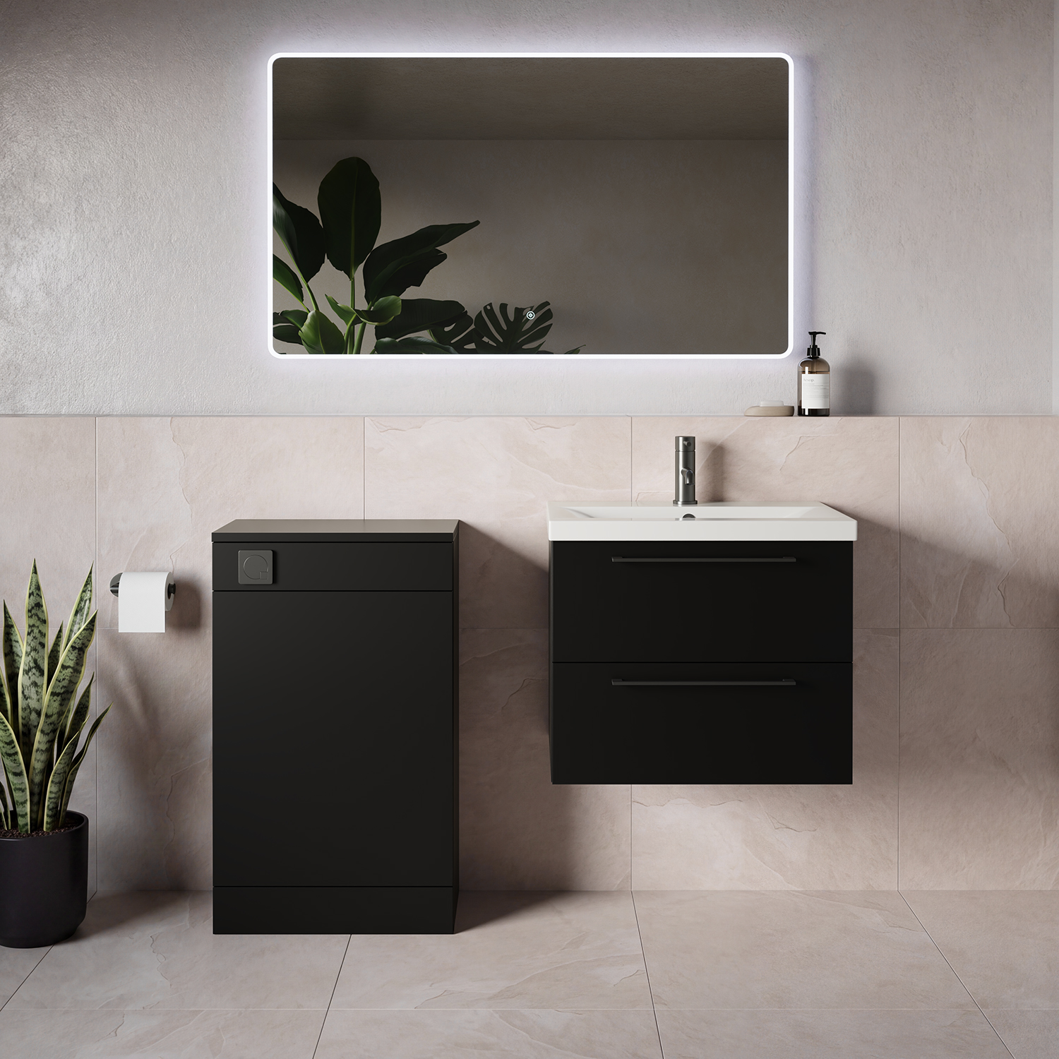 Napoli 390 Wall Mounted 2 Drawer Vanity Unit and Toilet Suite with Glide Basin