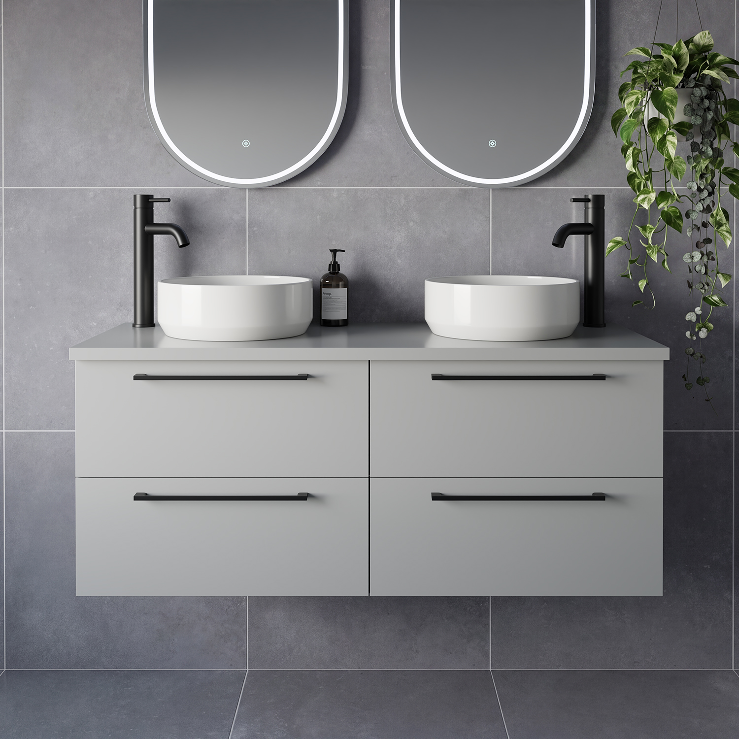 Napoli 460 Wall Mounted 4 Drawer Vanity Unit for Countertop Basins