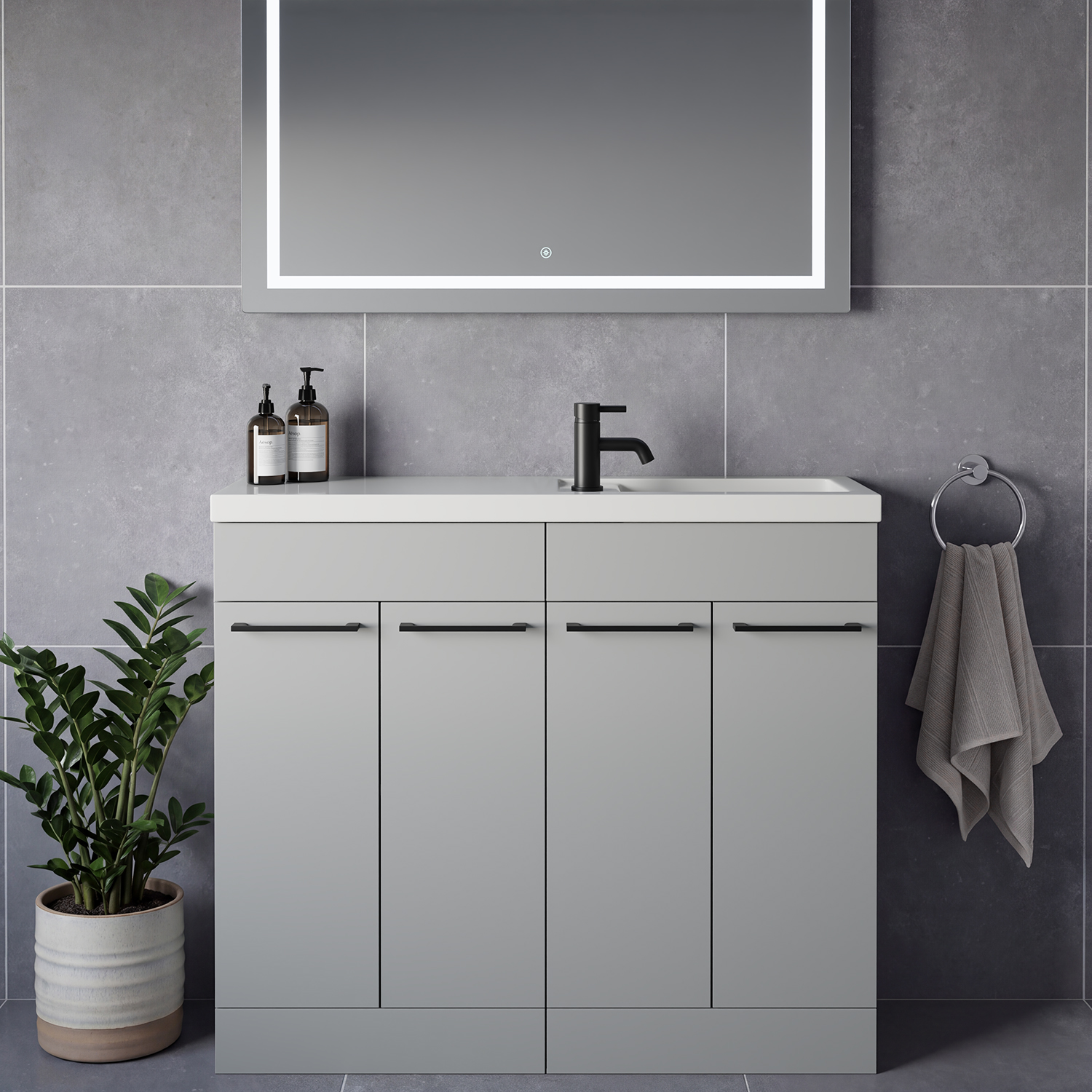 Napoli 250 4 Door Vanity Unit with Square Silvo Basin