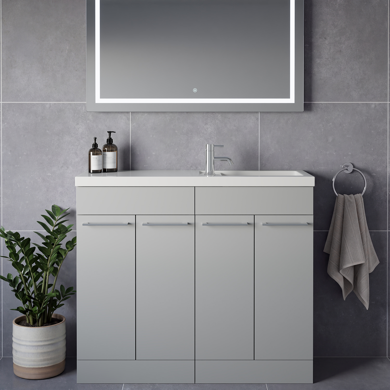 Napoli 250 4 Door Vanity Unit with Square Silvo Basin