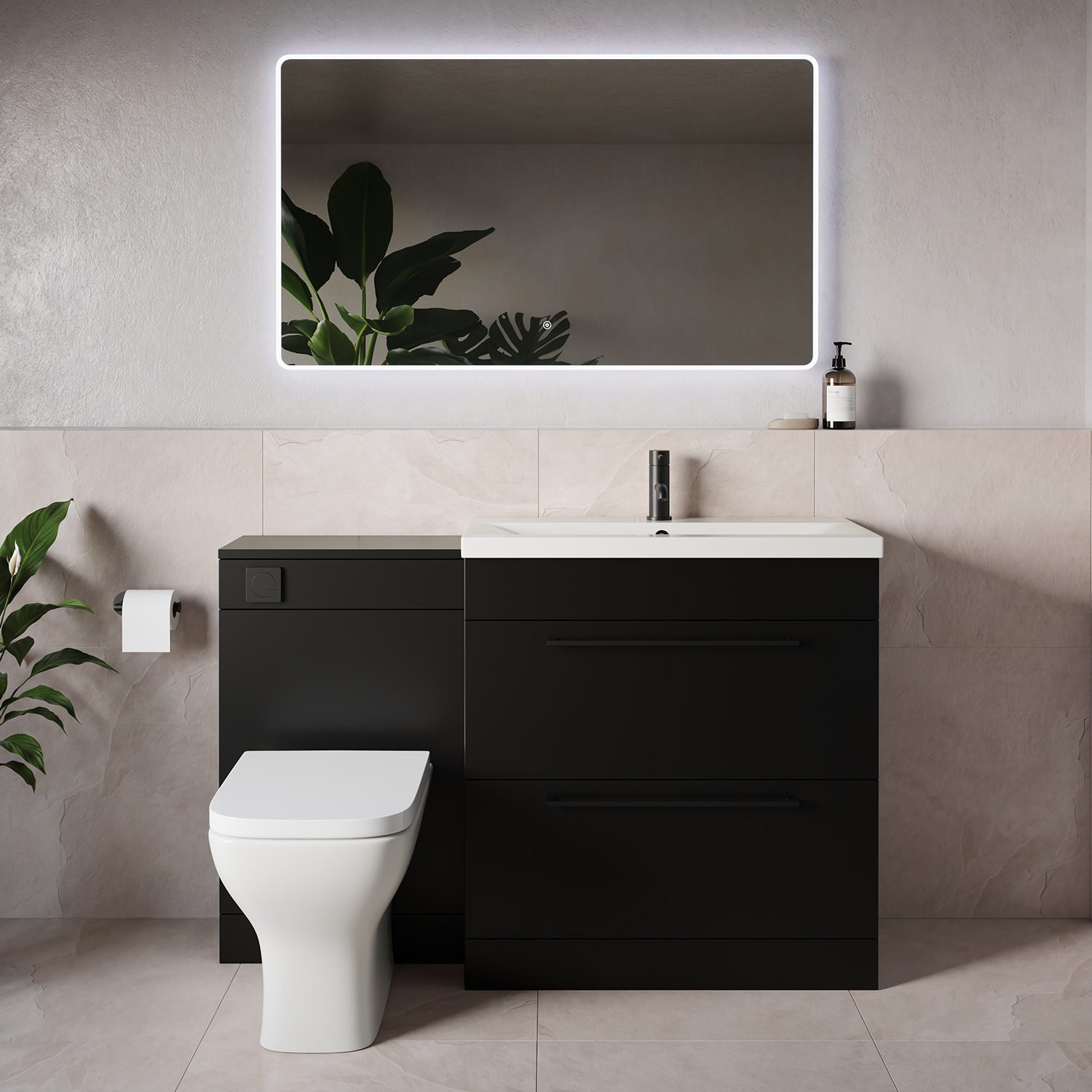 Napoli 390 2 Drawer Vanity Unit Toilet Suite with Glide Basin