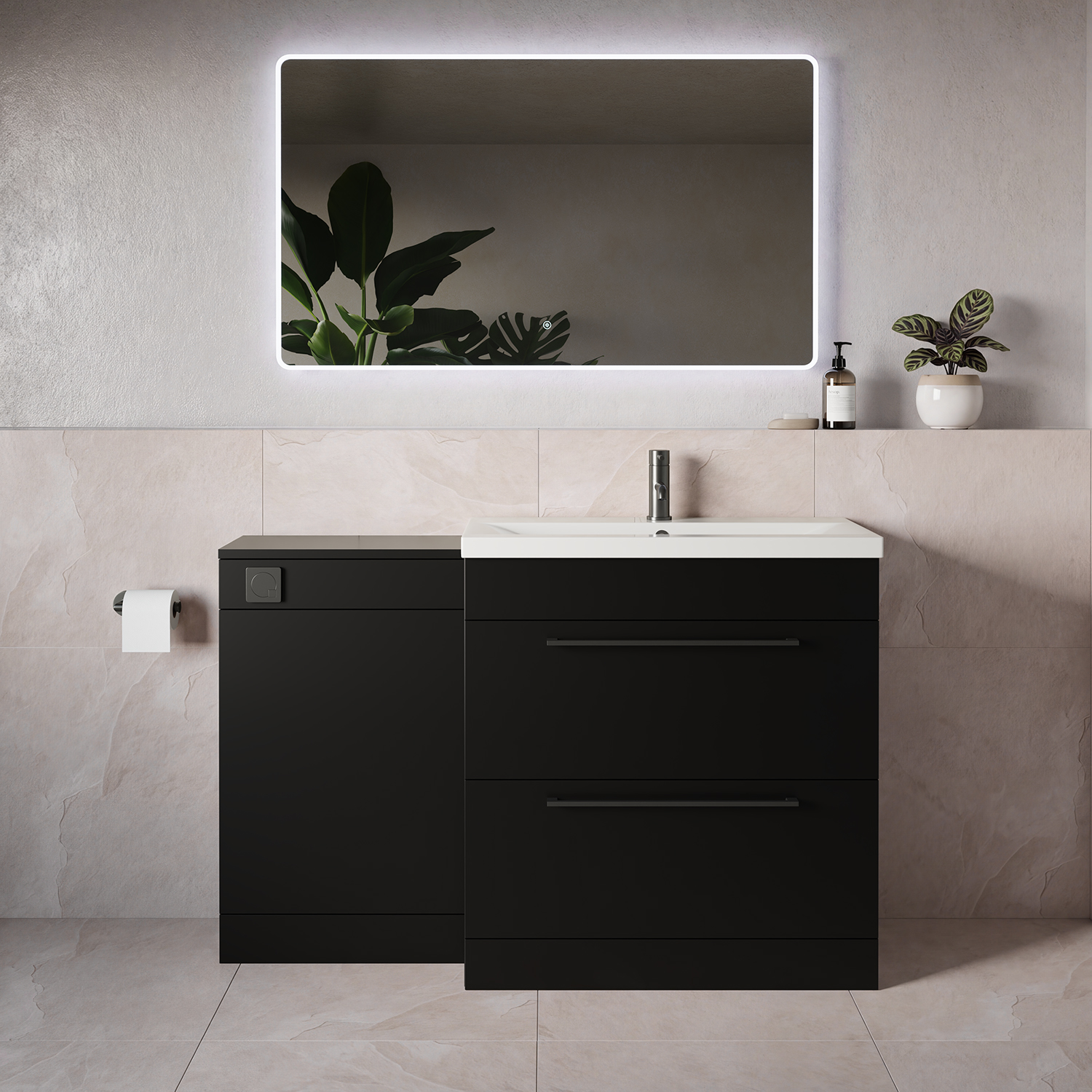 Napoli 390 2 Drawer Vanity Unit Toilet Suite with Glide Basin