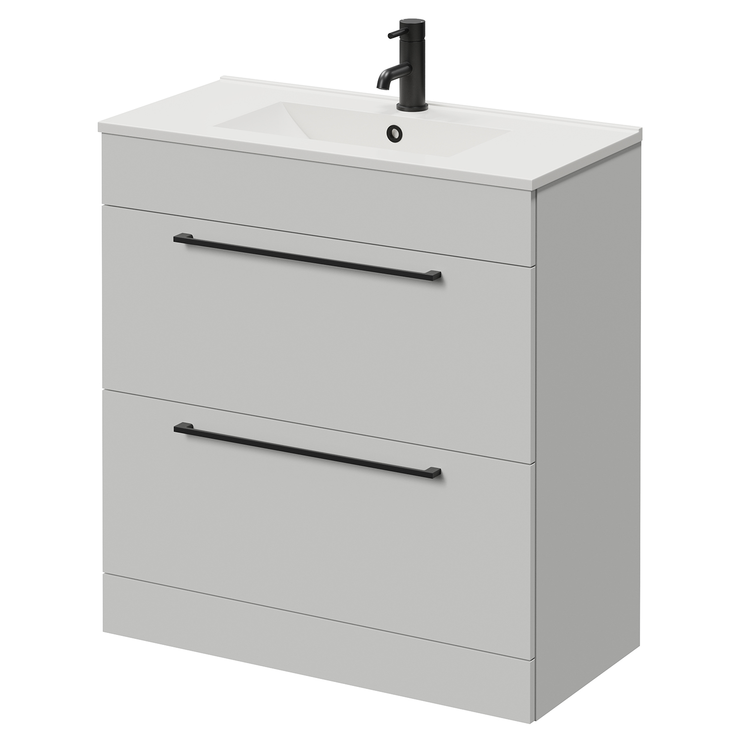 Napoli Gloss Grey Pearl 390 2 Drawer Vanity Unit With Angel Basin | | Mdf | 800Mm