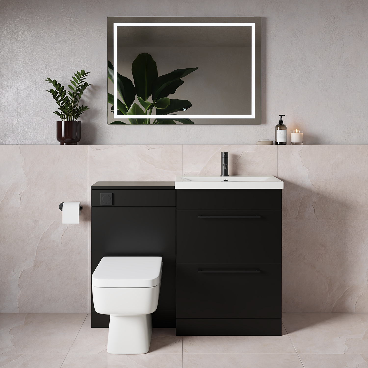 Napoli 390 2 Drawer Vanity Unit Toilet Suite with Glide Basin