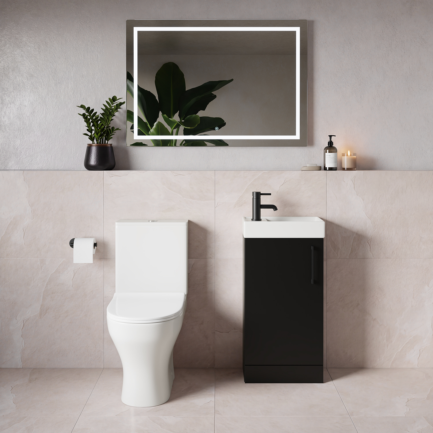 Napoli Cube Single Door Vanity Unit and Jubilee Toilet Suite with Align Basin