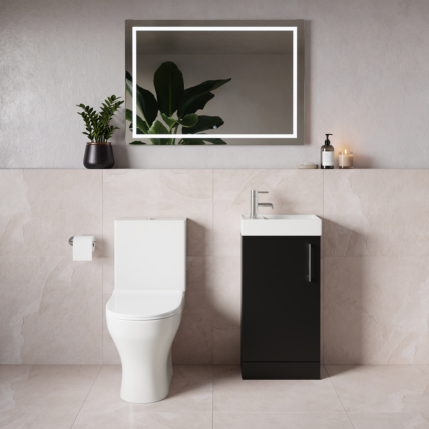 Napoli Cube Single Door Vanity Unit and Jubilee Toilet Suite with Align Basin