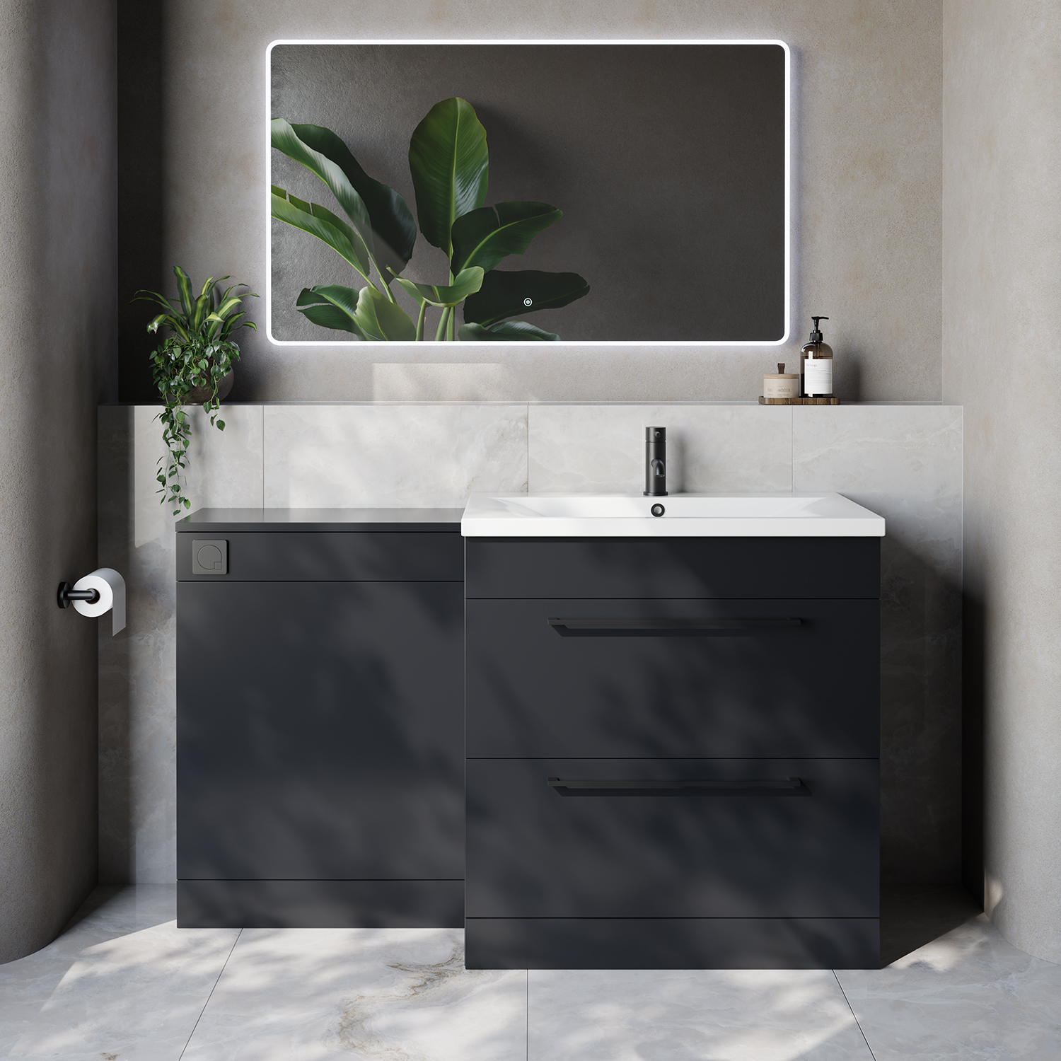 Napoli 460 Cento 2 Drawer Vanity Unit Toilet Suite with Glide Basin