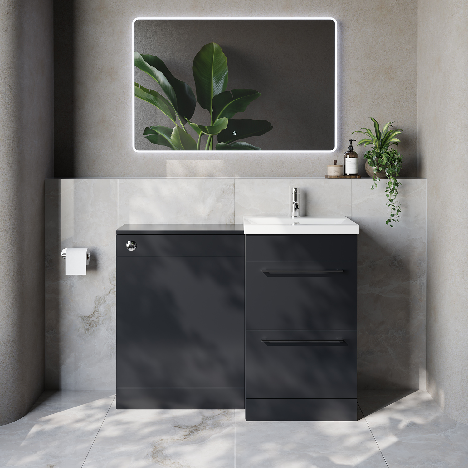 Napoli 390 Cento 2 Drawer Vanity Unit Toilet Suite with Glide Basin