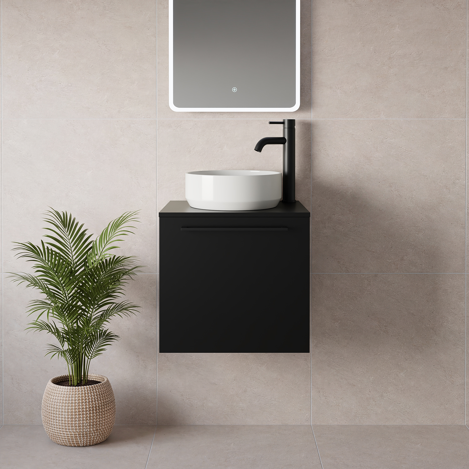 Napoli 390 Wall Mounted Single Drawer Vanity Unit for Countertop Basins
