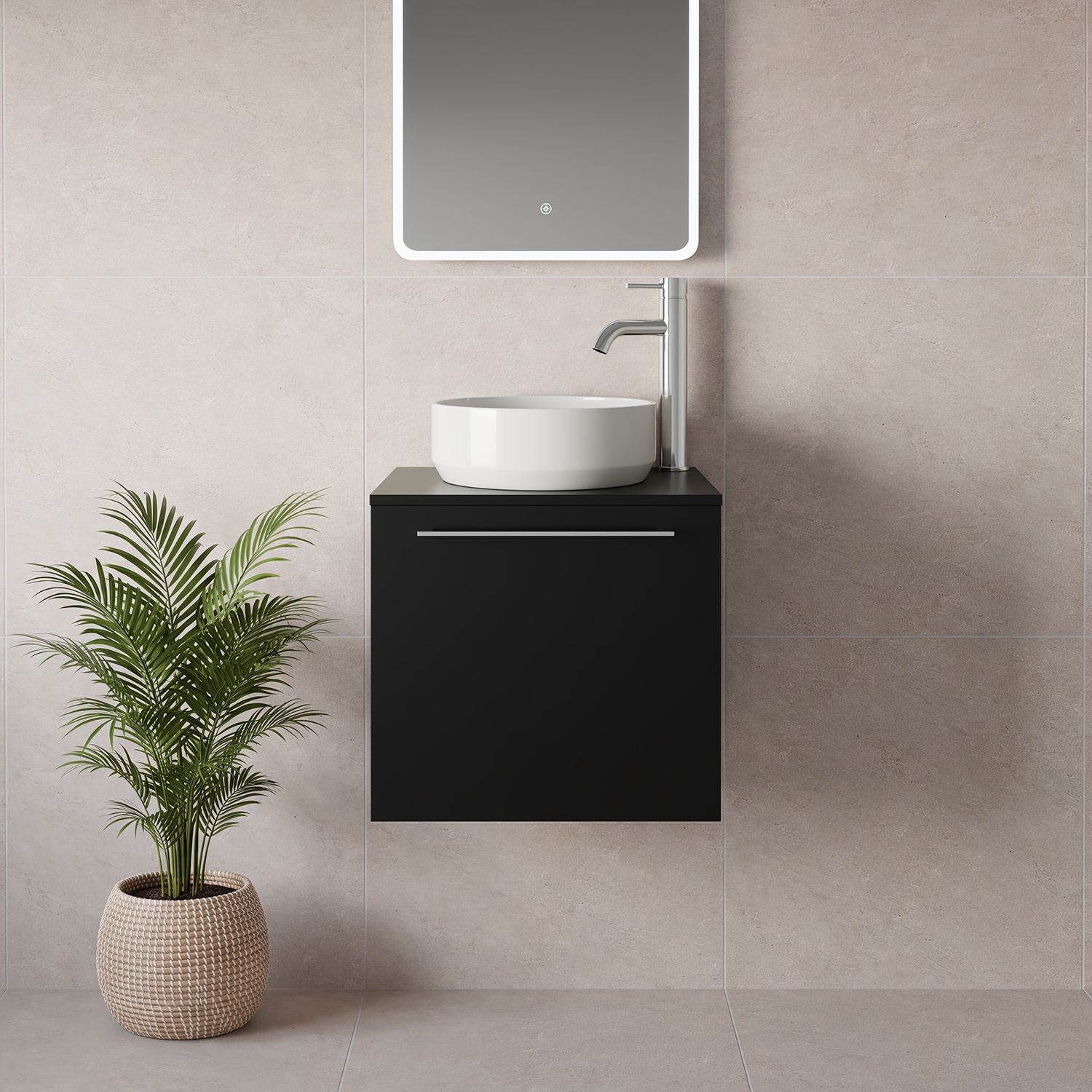 Napoli 390 Wall Mounted Single Drawer Vanity Unit for Countertop Basins