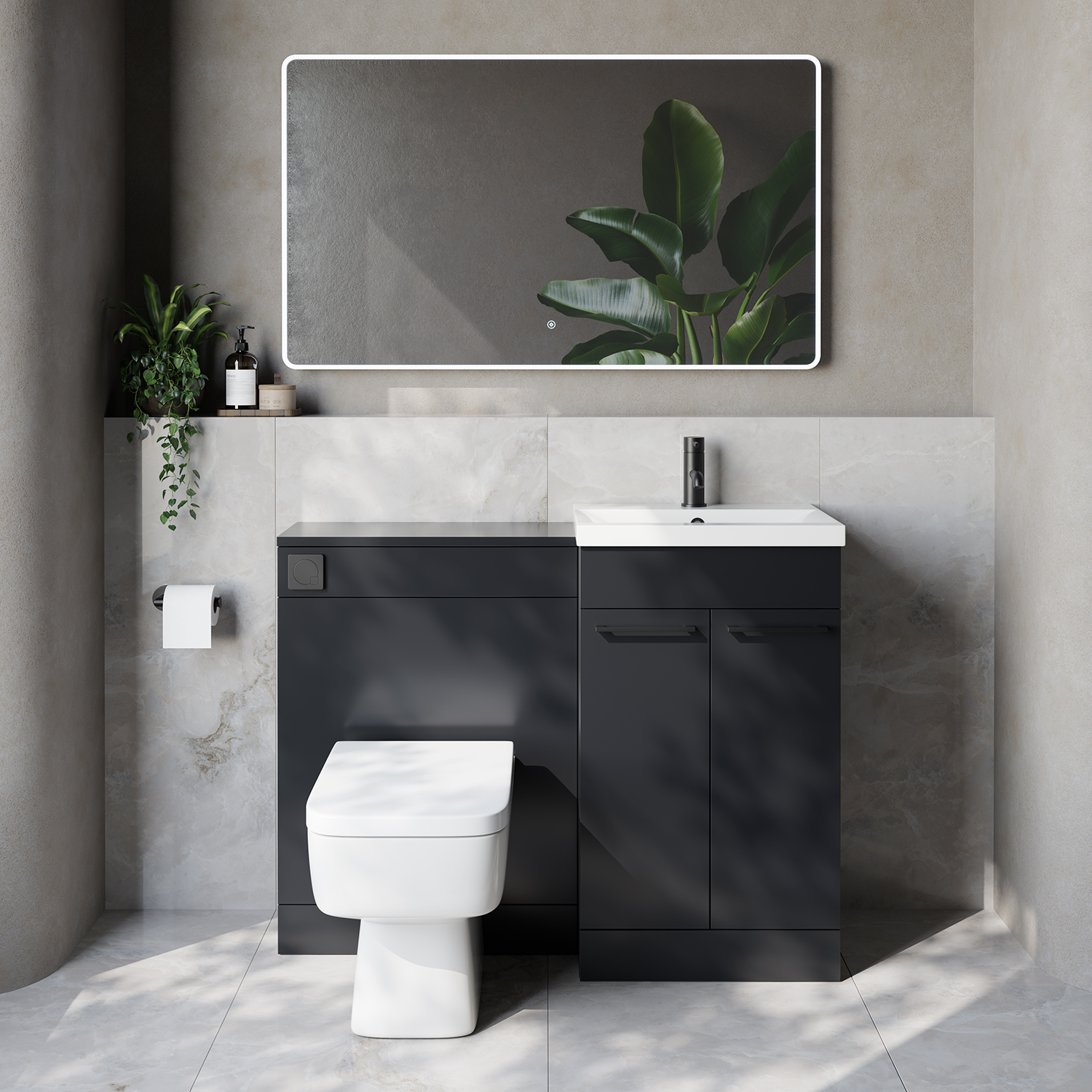 Napoli 390 Cento 2 Door Vanity Unit Toilet Suite with Glide Basin