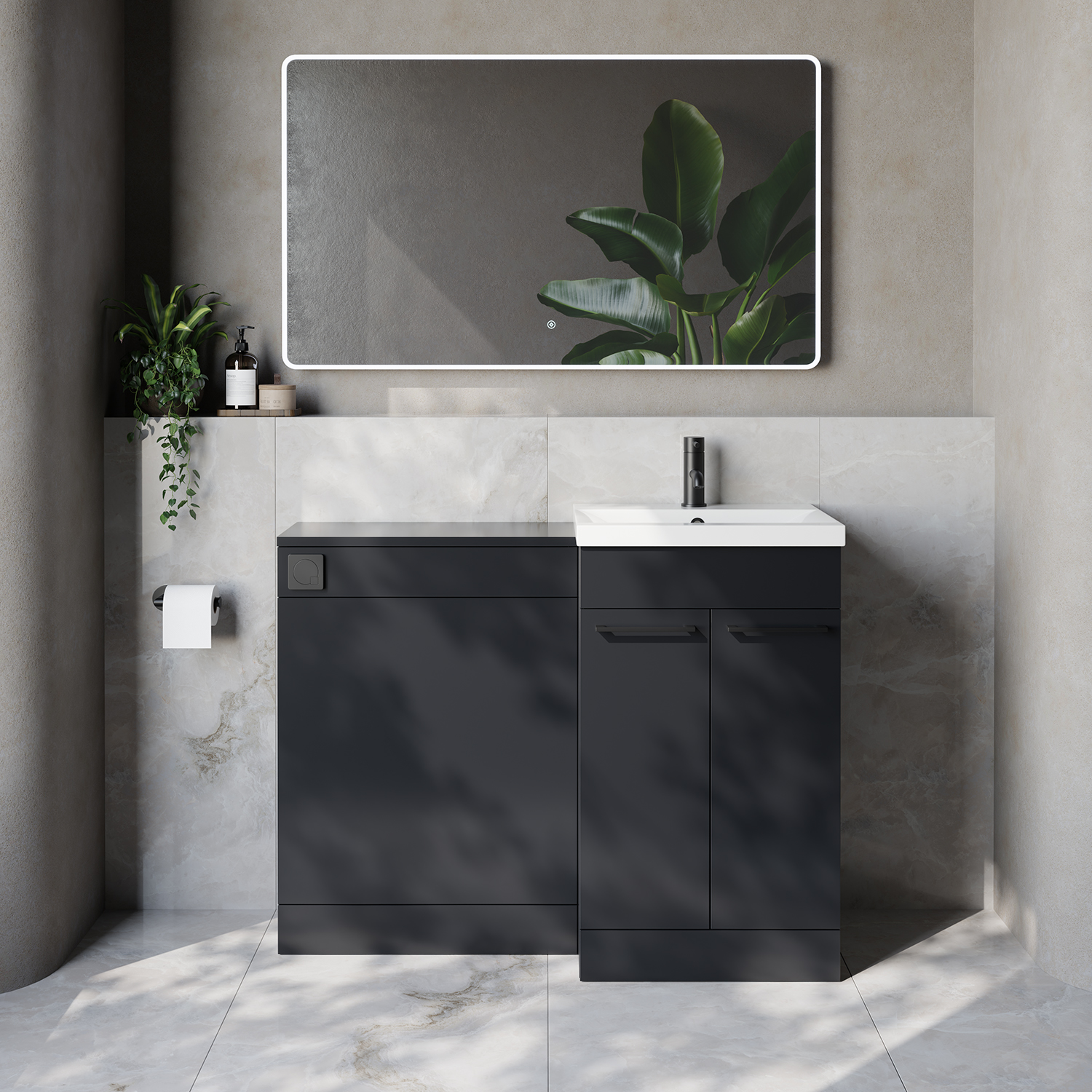 Napoli 390 Cento 2 Door Vanity Unit Toilet Suite with Glide Basin