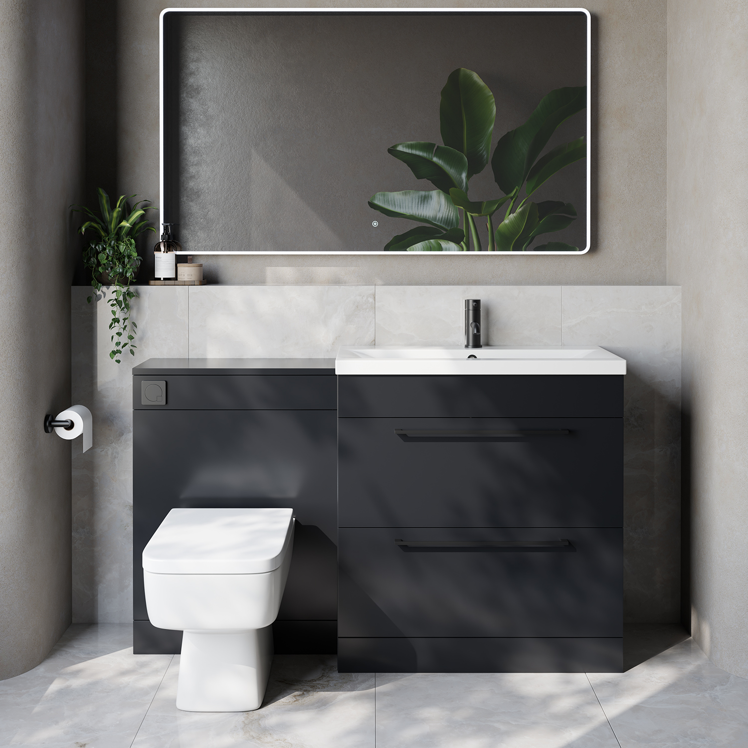 Napoli 390 Cento 2 Drawer Vanity Unit Toilet Suite with Glide Basin